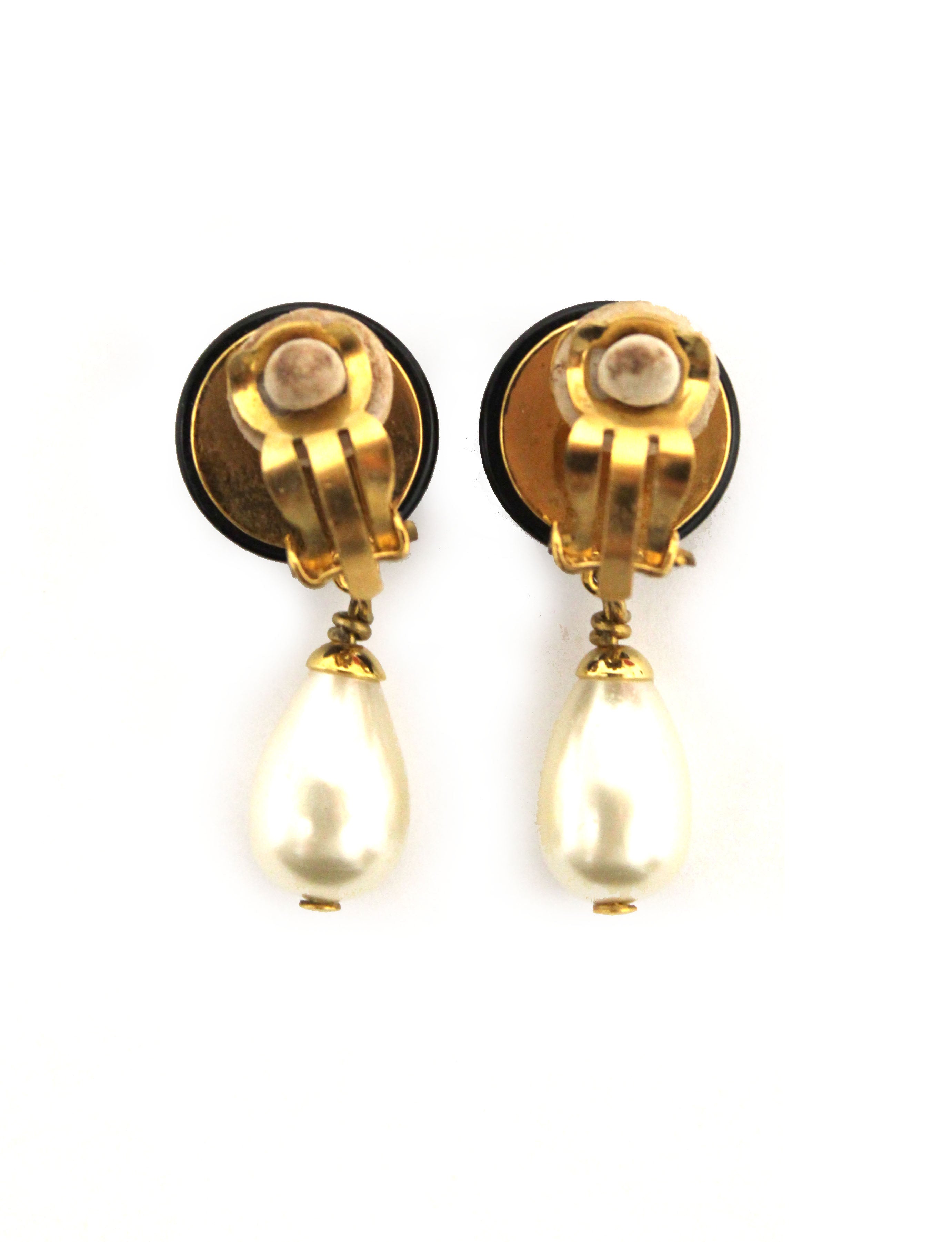 Vintage Chanel Classic CC Pearl Drop Clip-On Earrings - Authentic Luxury Jewelry for Women - Perfect for Parties, Weddings & Special Occasions