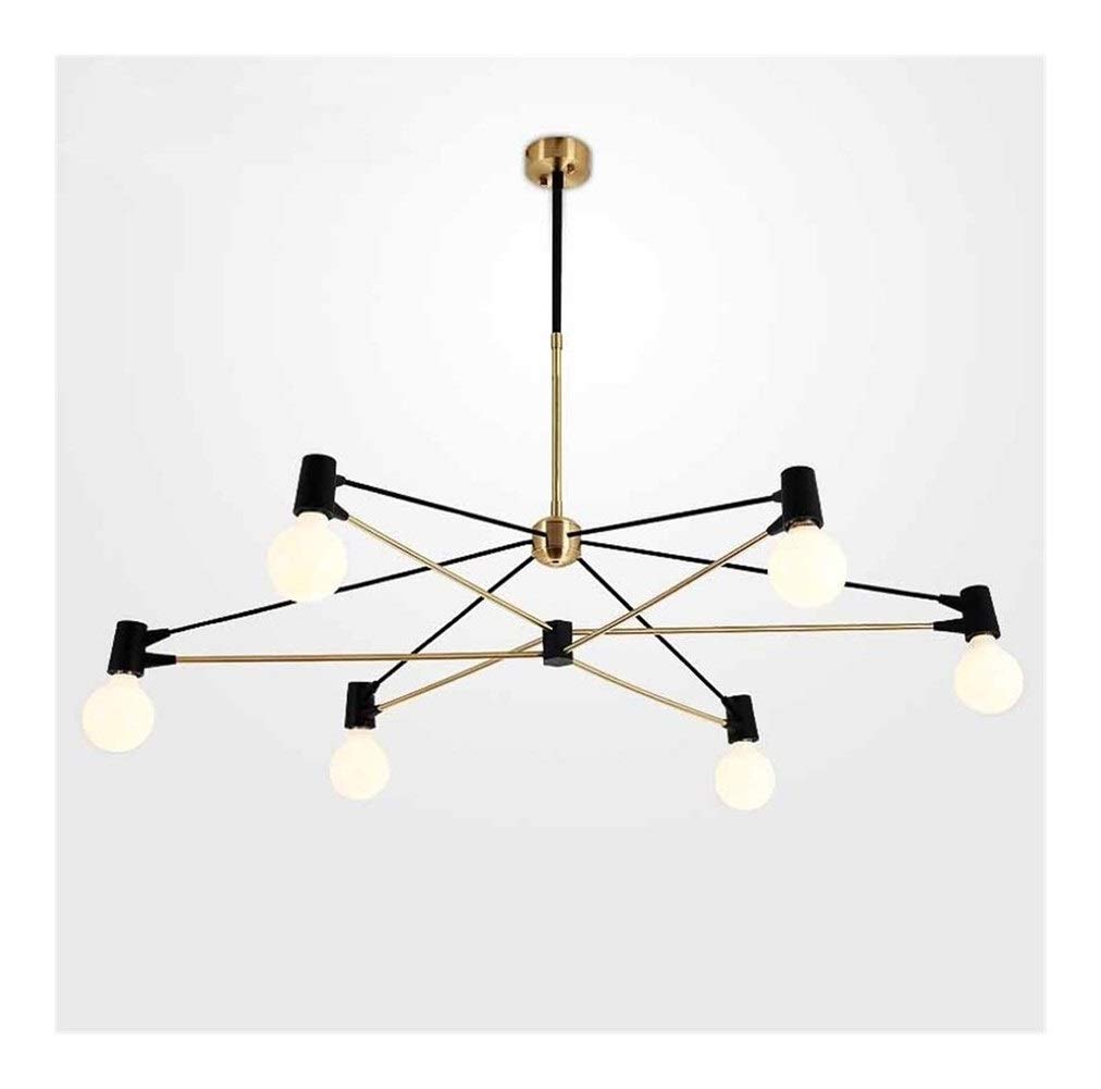 6-Light Modern Chandelier with Glass Shades - Black & Gold Nordic Style Ceiling Light Fixture for Living Room, Dining Room, Bedroom - Elegant Home Decor Lighting