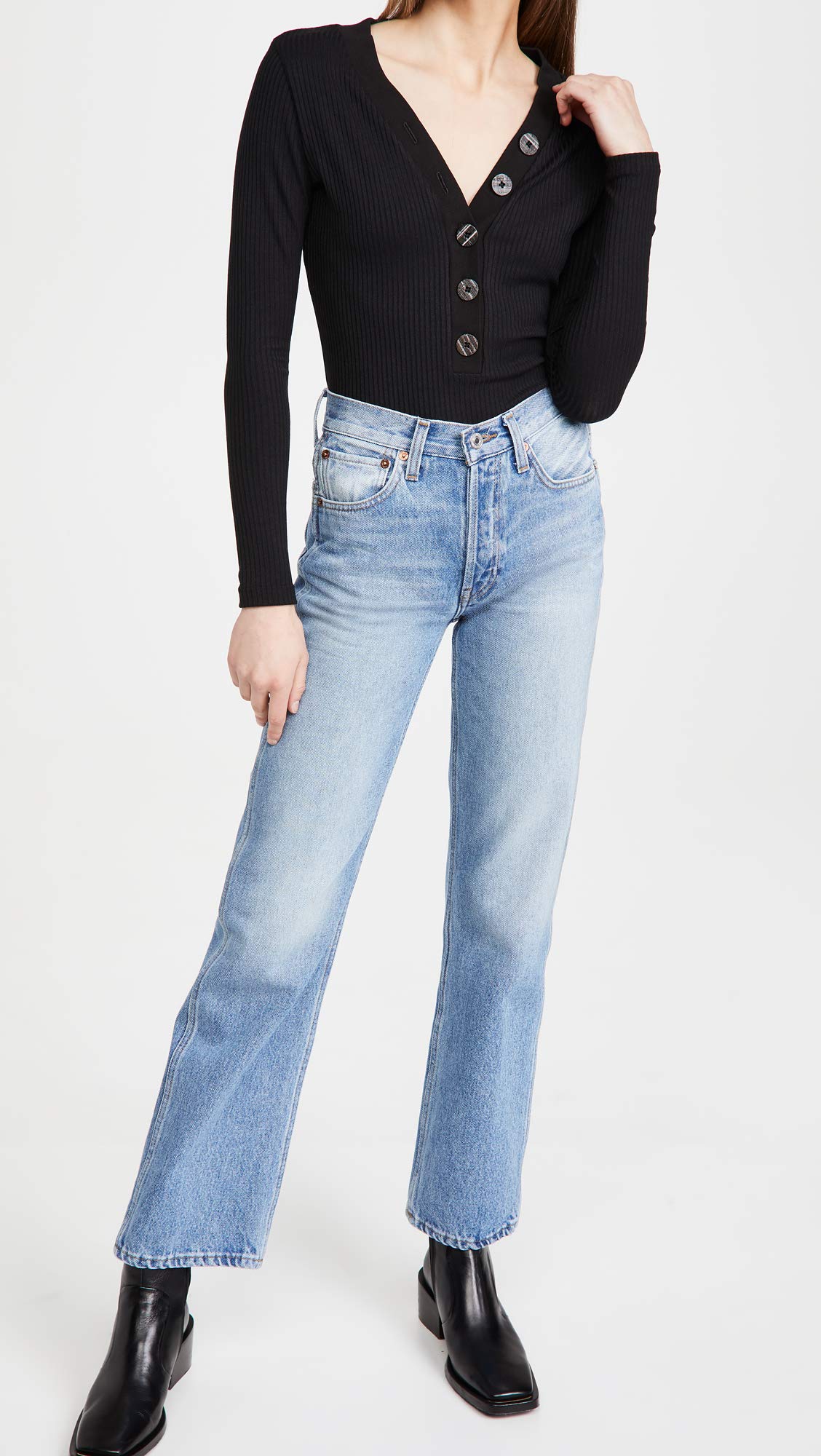Women's Long Sleeve Ribbed T-Shirt - Soft Stretch Cotton Top for Casual Wear, Layering & Everyday Comfort