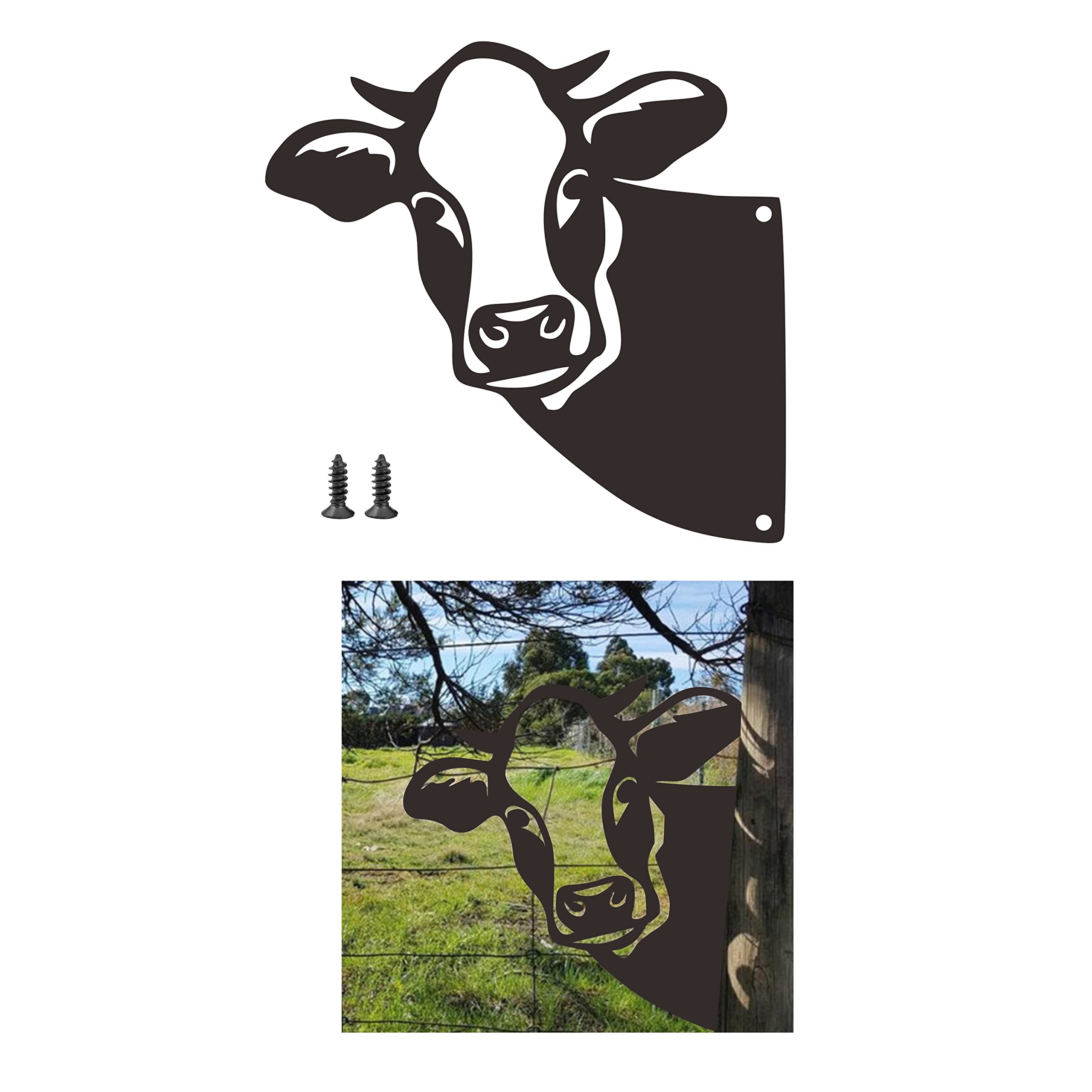 Rustic Cow Metal Art - Farm & Garden Decor, Fence & Yard Decoration for Farmhouse, Lawn, Outdoor Patio | Perfect for Countryside Homes, Backyard Landscaping & Western-Themed Gardens