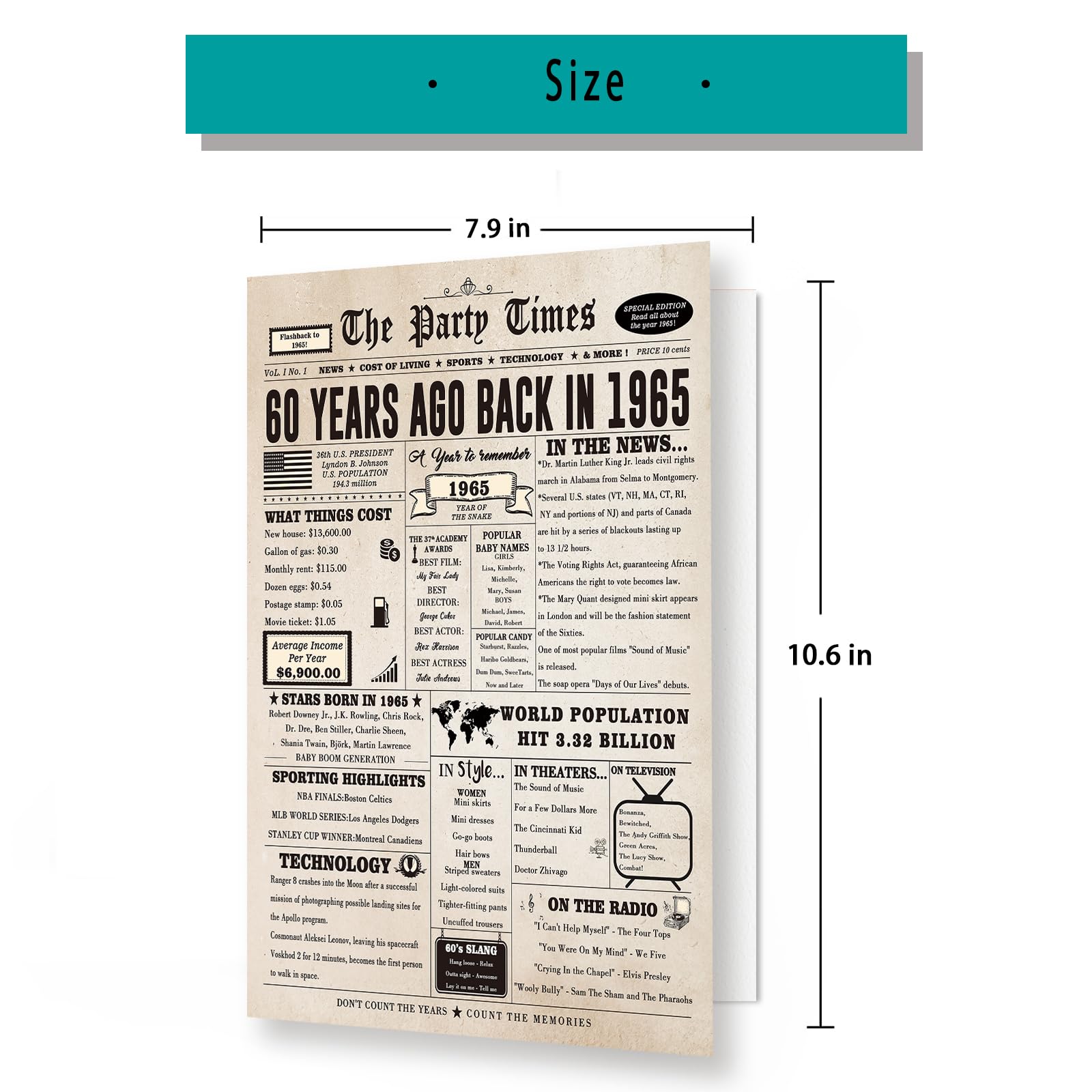 Giant 60th Birthday Card for Women & Men - Funny 60 Years Old Birthday Gift for Husband, Wife, Mom & Dad - Large 60th Birthday Party Decorations for Friends & Family - Perfect for Milestone Celebrations, Retirement Parties & Surprise Gifts