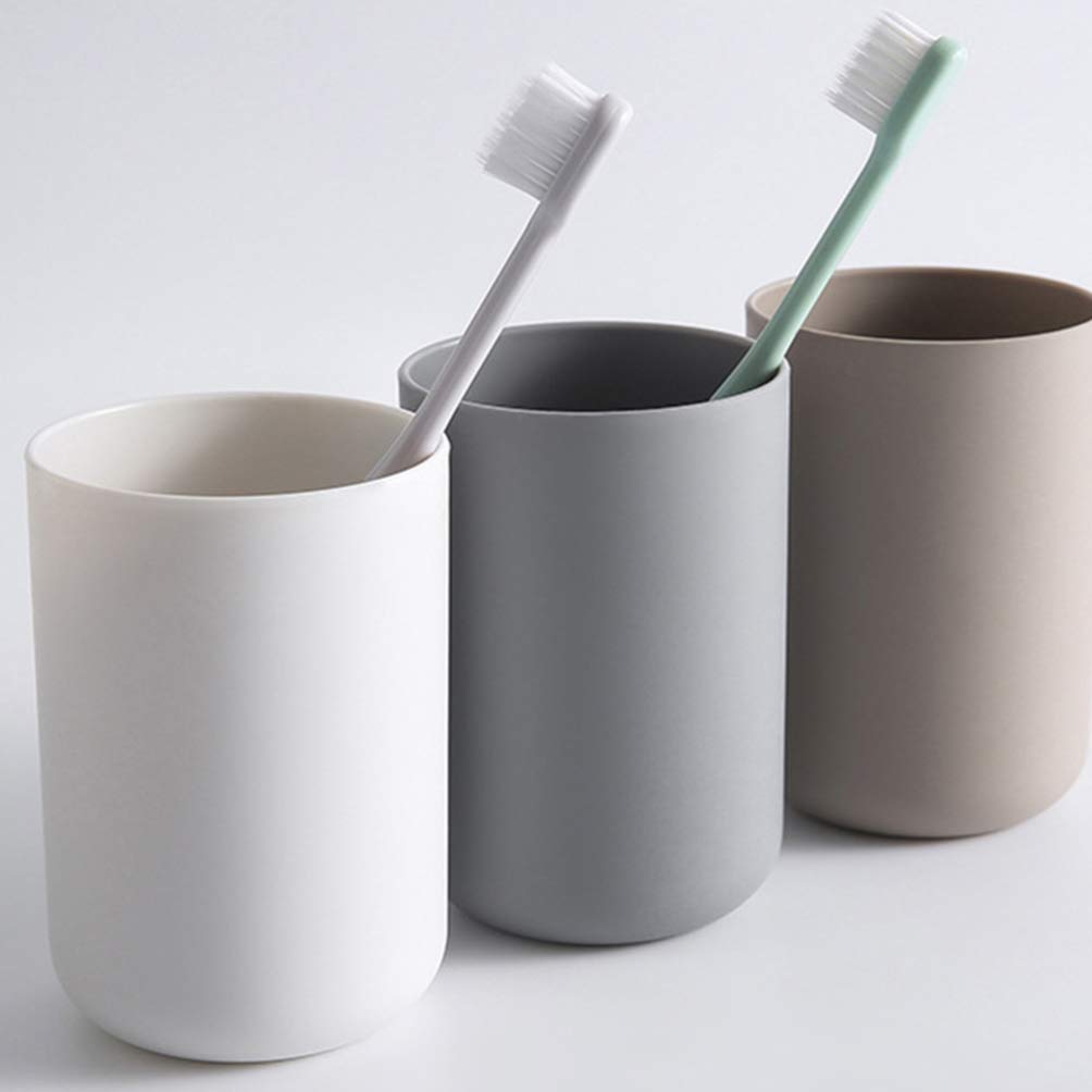 Cabilock 4-Pack 300ML Toothbrush Holder Set - Bathroom Countertop Toothpaste Cup & Tumbler (2 Grey + 2 White) - Perfect for Organized Sinks, Dorm Rooms & Small Bathroom Spaces