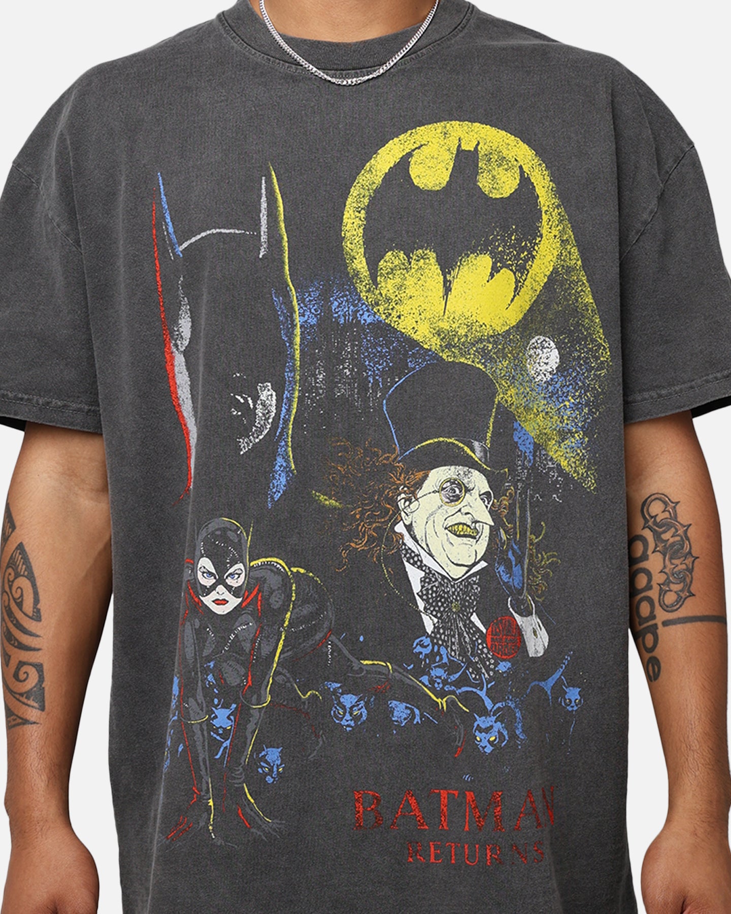 Vintage DC '92 Batman Heavyweight T-Shirt - Washed Black | American Thrift | Retro Graphic Tee for Men & Women | Perfect for Cosplay, Comic Con & Casual Wear