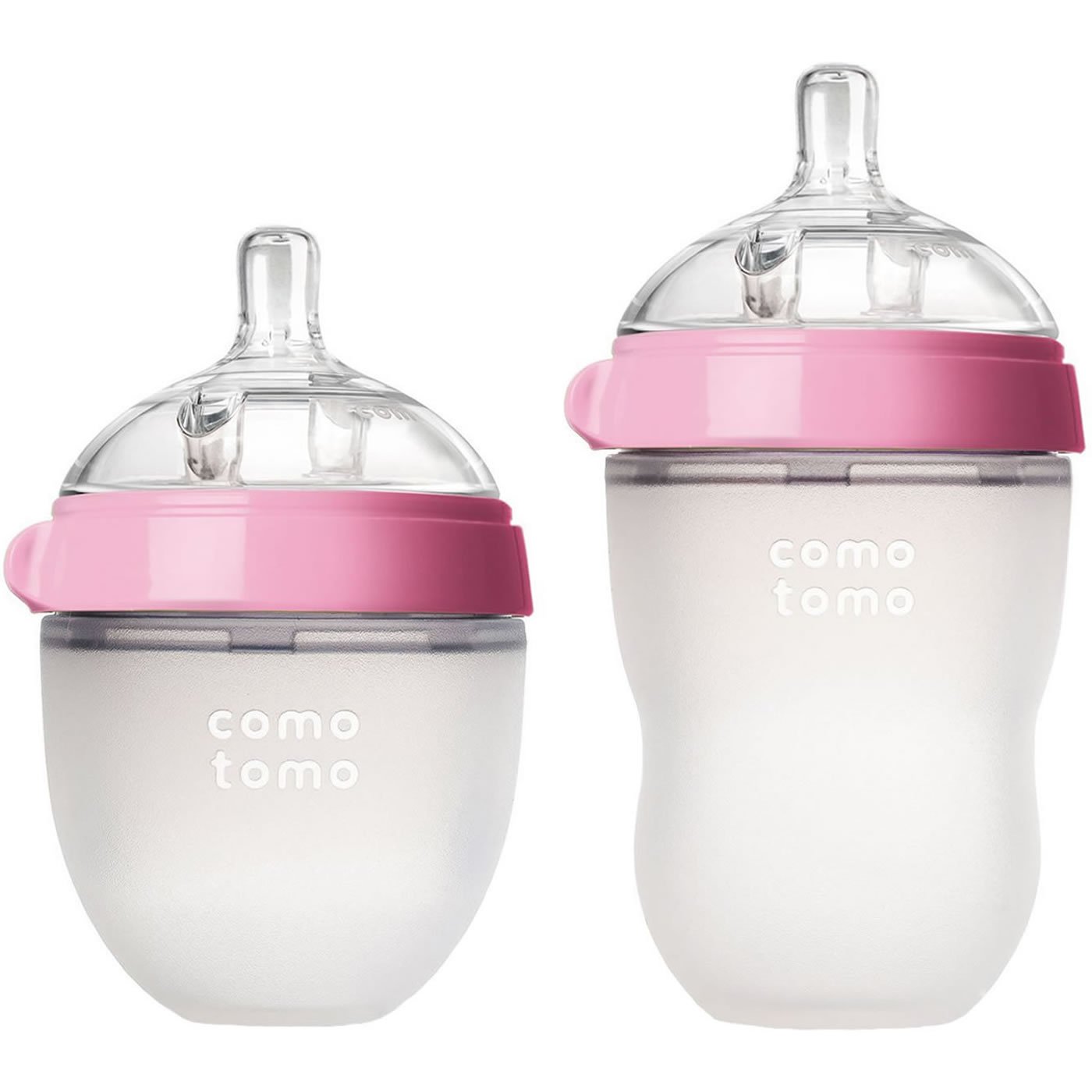 Comotomo Natural Feel Baby Bottle Bundle - 2 Pack (5oz & 8oz) Pink, BPA-Free Silicone Infant Bottles for Breastfeeding & Formula Feeding - Perfect for Newborns, Travel & Daycare Use