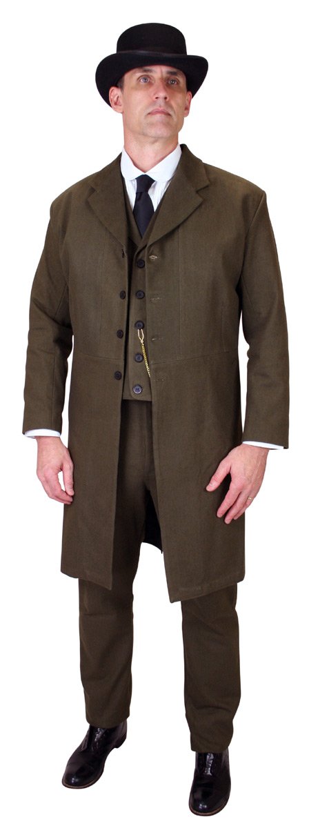Historical Emporium Men's 100% Brushed Cotton Victorian Frock Coat - Elegant Formal Wear for Weddings, Reenactments & Steampunk Costumes