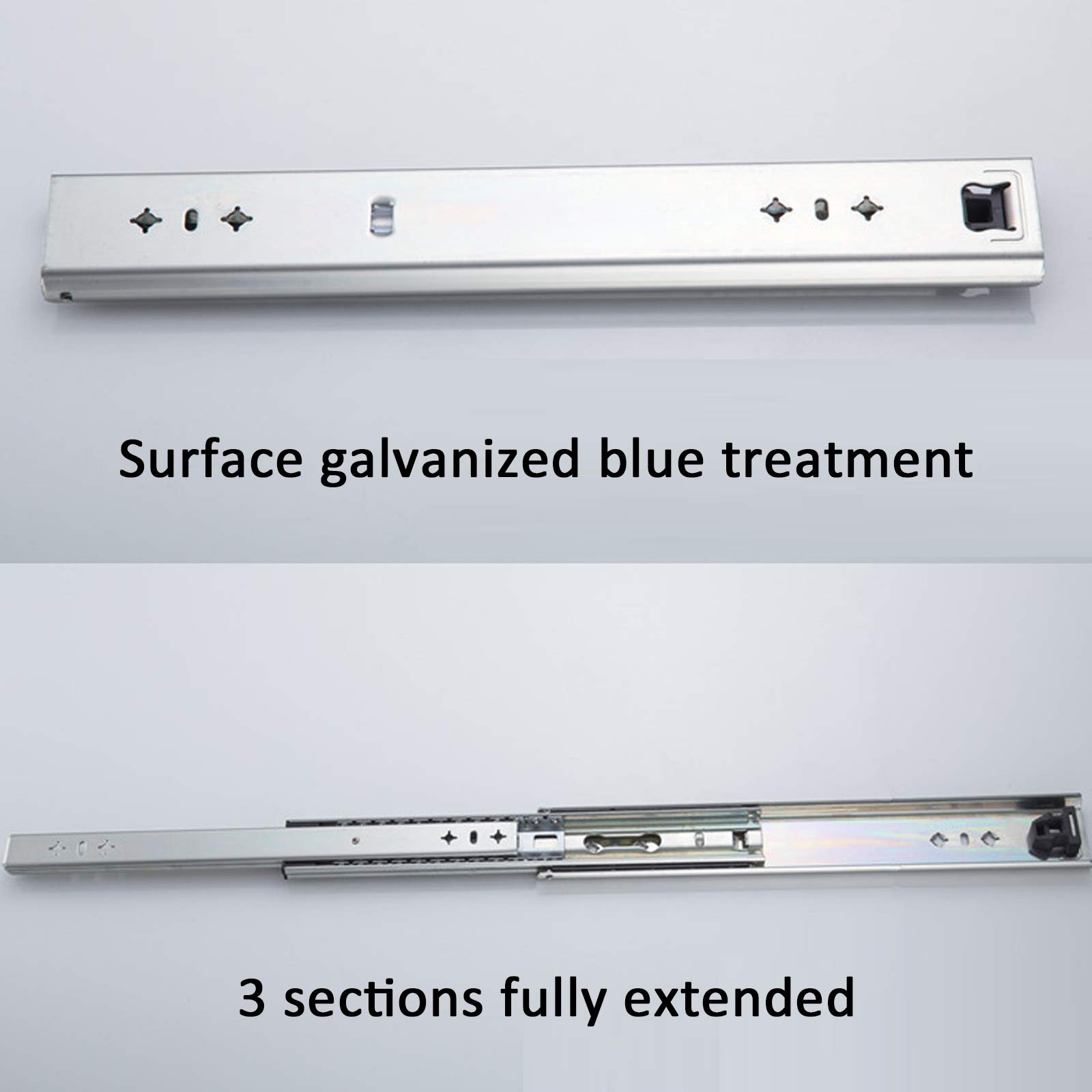 1 Pair Heavy Duty Ball Bearing Drawer Slides - 3-Section Full Extension Side Mount Runners with 120kg Load Capacity (44in/1100mm) - Perfect for Toolboxes, Industrial Cabinets, Vehicle Storage & Stair Shoe Organizers