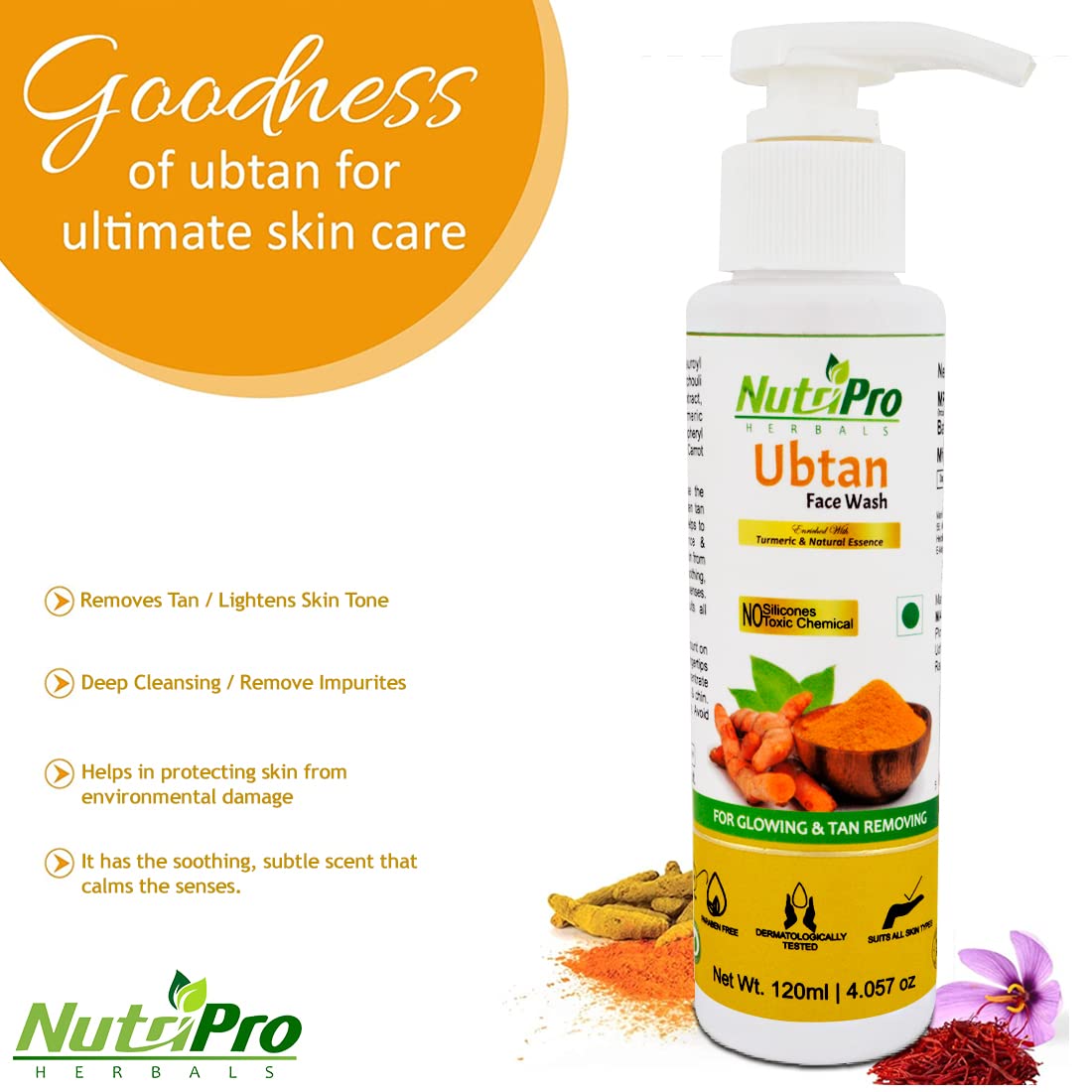 NutriPro Gold Cleansing Milk with Ubtan Face Wash 370ml - Enriched with Gold, Turmeric & Natural Essence for Soft, Glowing Skin & Anti-Acne Therapy | Daily Skincare Routine for Men & Women | Perfect for Morning & Night Use