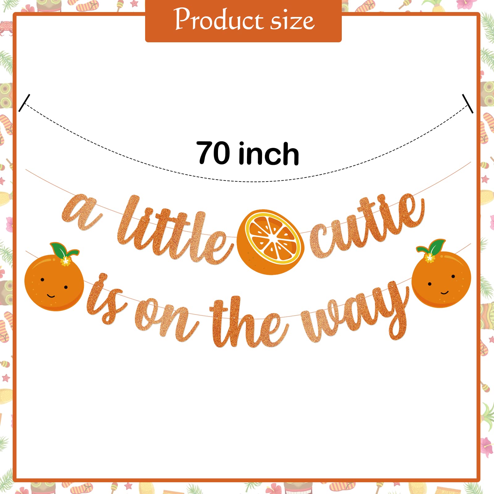 Little Cutie Baby Shower Decorations - 'A Little Cutie is On The Way' Banner & Orange Themed Party Supplies for Gender Reveal, Nursery Decor & Newborn Celebration