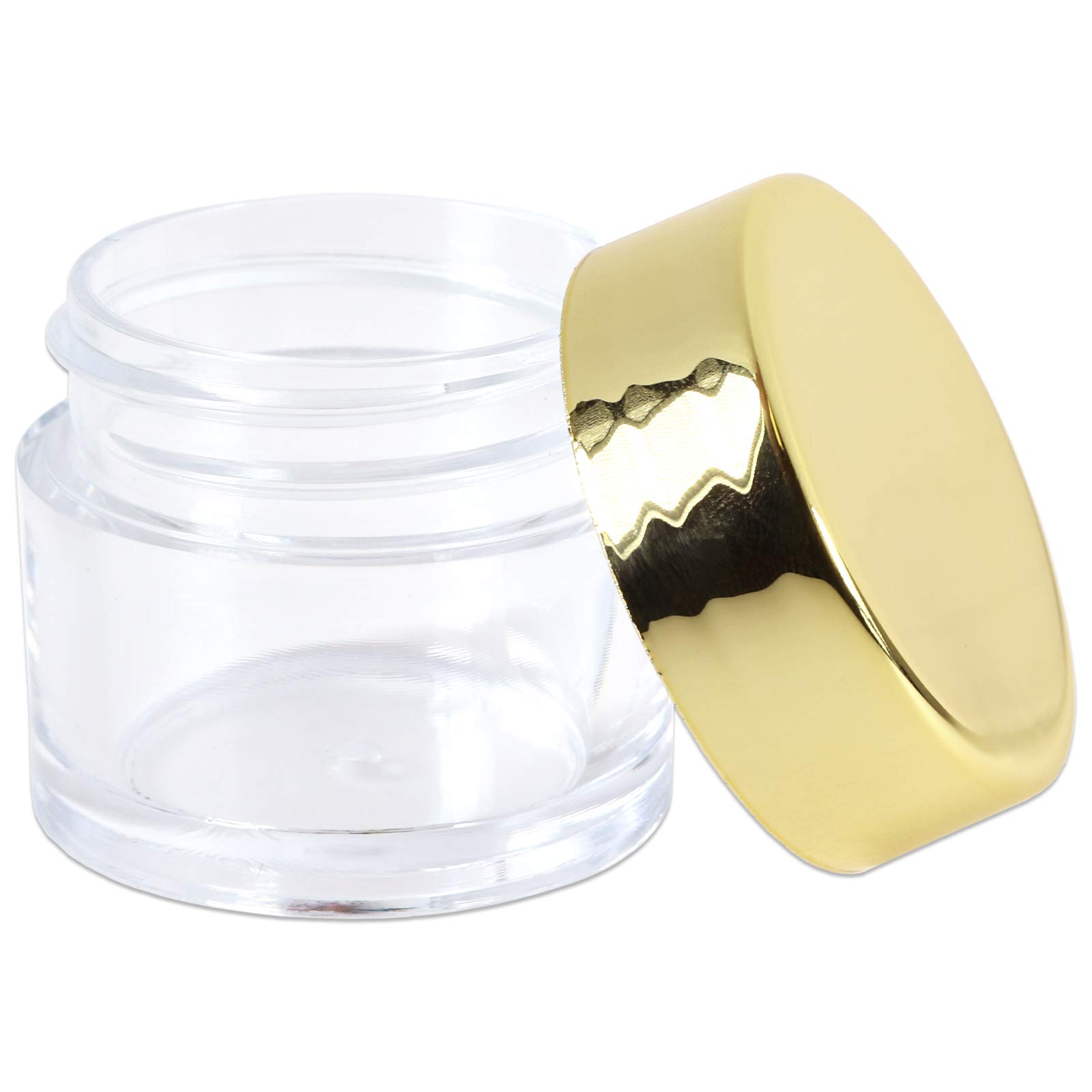 Beauticom 7 Gram / 7 ML Thick Wall Round Leak Proof Clear Acrylic Jars - 480 Pieces with Gold Lids for Cosmetics, Creams, Salves & Beauty Products | Perfect for Salon, Spa, DIY Skincare & Travel Organizers