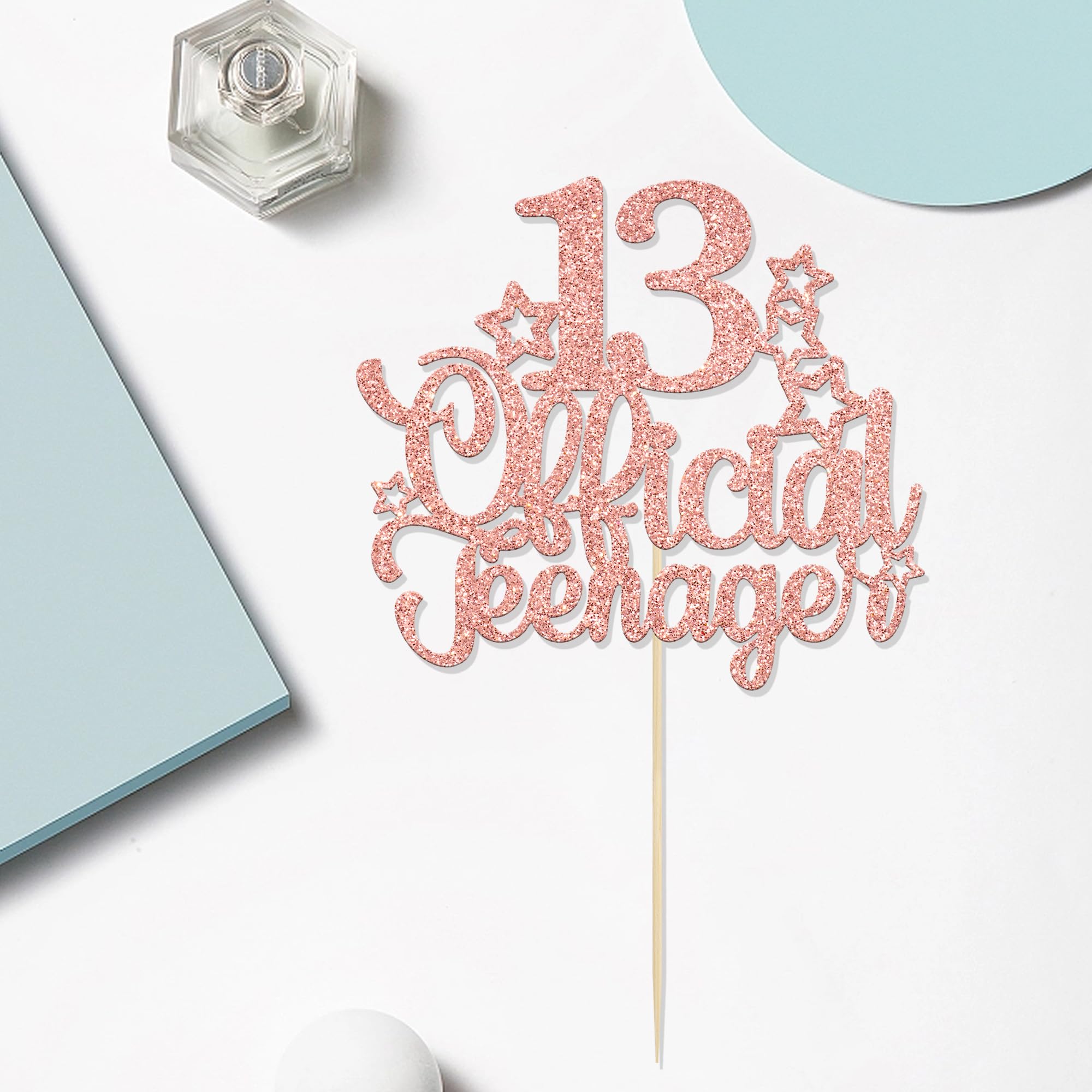 Ephlyn 1 Pack Glitter Number 13 Cake Topper - Rose Gold 13th Birthday Decorations for Teens | Perfect for Birthday Cakes, Cupcakes & Party Supplies