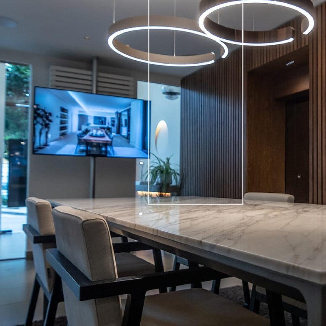 Modern Circular Chandelier - Elegant Crystal Ceiling Light Fixture for Dining Room, Living Room & Bedroom - Perfect for Home Decor & Interior Design