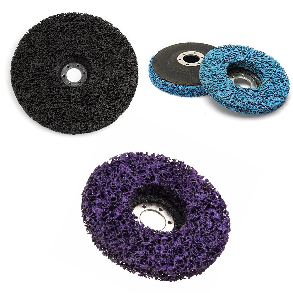 Ximimark 5 Pack 100x16mm Poly Strip Disc Wheels for Angle Grinder - 5/8 Inch Arbor Size - Paint & Rust Removal Tool - Perfect for Metal Surface Cleaning, Auto Body Repair & DIY Projects