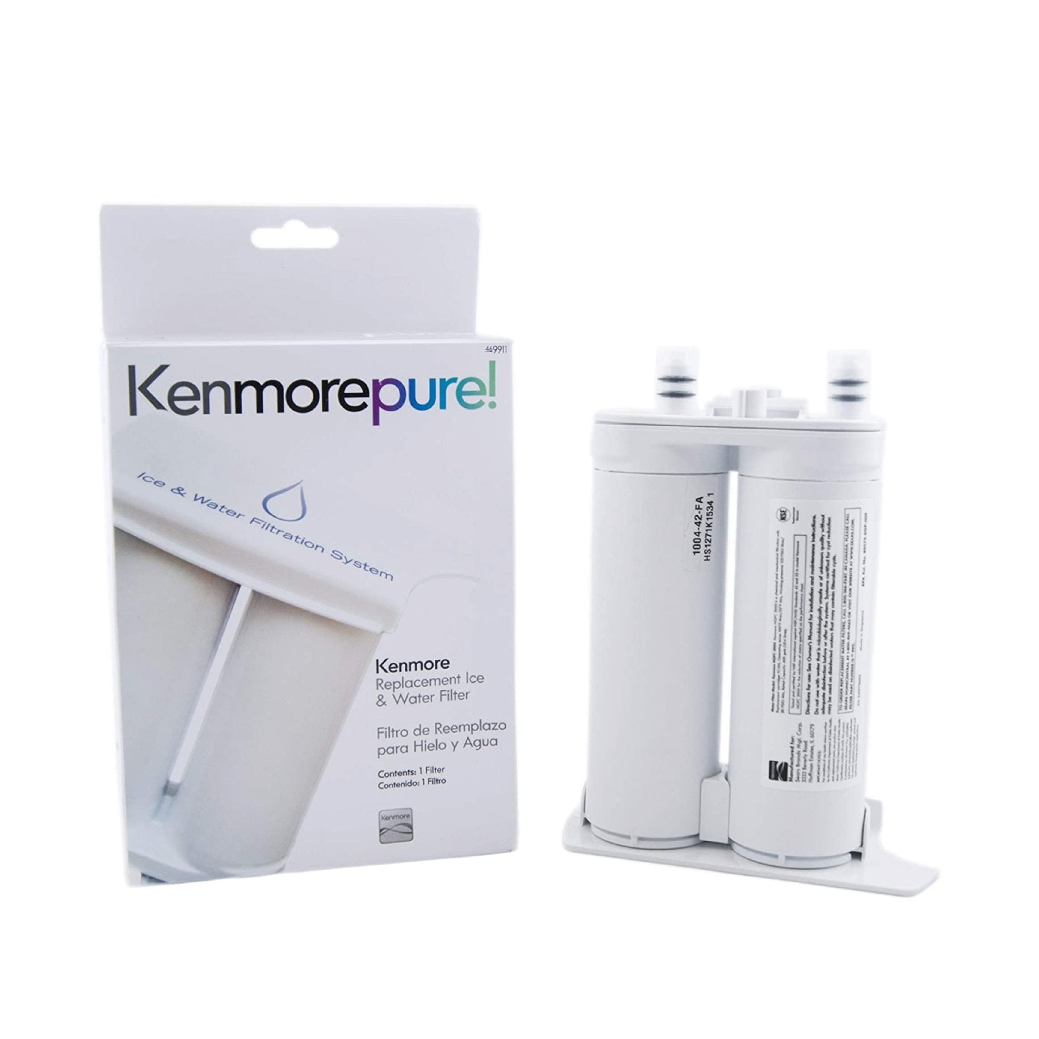 Kenmore 9911 Refrigerator Water Filter Replacement - NSF Certified, White - Fits Kenmore Elite & Sears Models - Clean Drinking Water for Home & Office Use