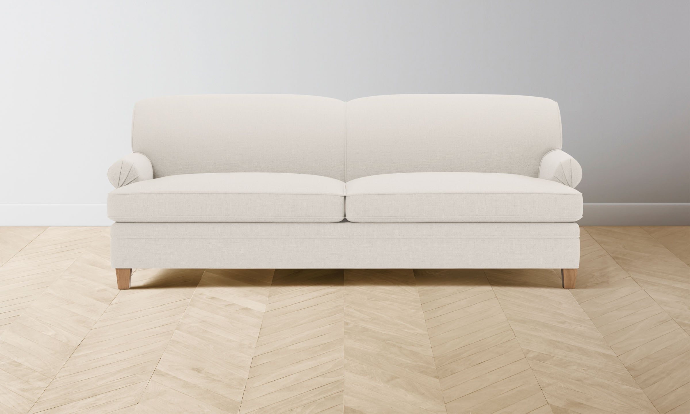Carmine Sofa - Italian Brushed Wool Vanilla Upholstered Modern Living Room Couch for Cozy Home & Office Decor