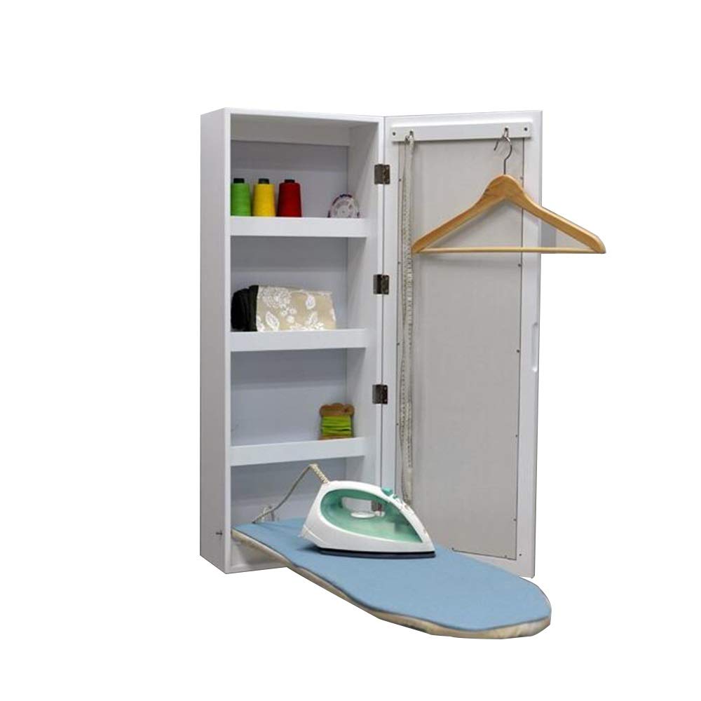 HAIZHEN Wall Mounted Folding Ironing Board with Mirror & Storage Shelves - Space Saving Multi-Functional Ironing Cabinet for Bedroom, Laundry Room & Small Apartments - Perfect for Compact Living Spaces & Home Organization
