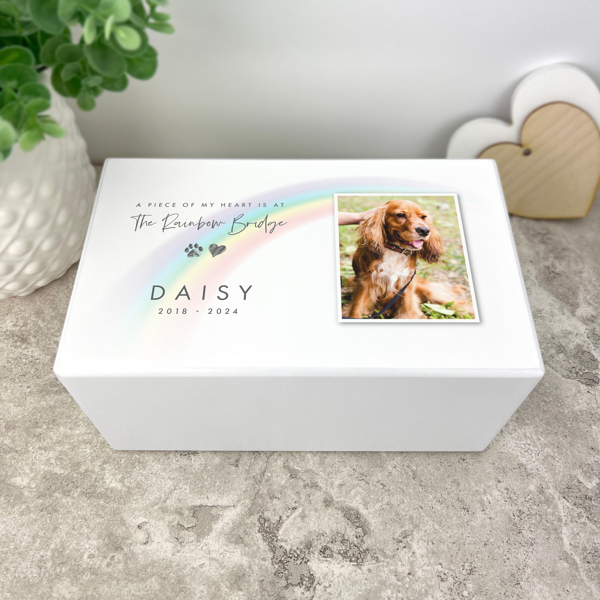 Personalized Soft Rainbow Bridge Pet Memorial Urn for Ashes - 1.44 Litre Large Capacity Keepsake for Dogs, Cats & Beloved Pets | Perfect for Home Memorials, Pet Loss Gifts & Remembrance Ceremonies