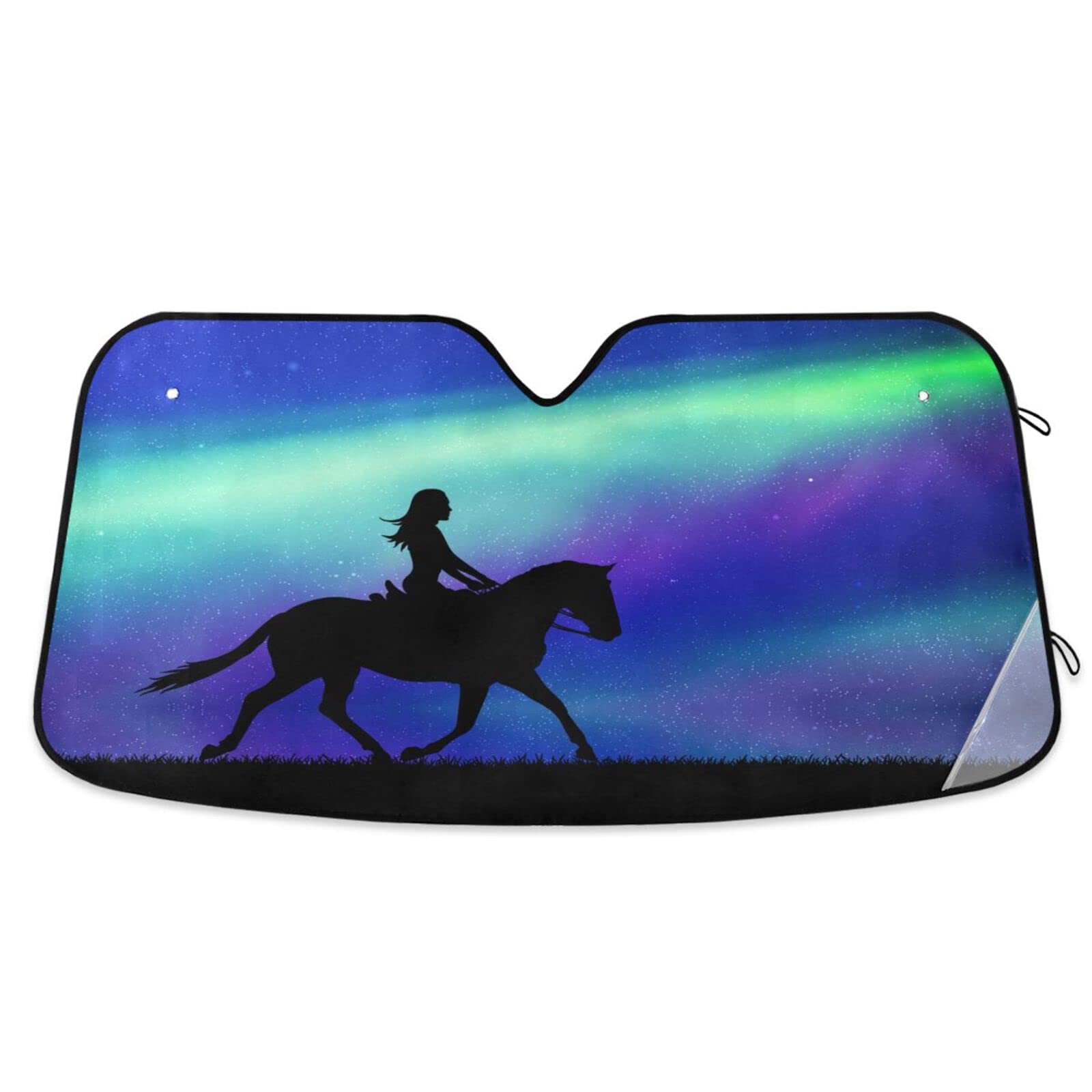 Northern Lights Starry Sky Car Windshield Sun Shade - Foldable UV Blocking Sun Visor for Cars, Trucks & SUVs | Keep Vehicle Cool | Perfect for Road Trips & Summer Parking