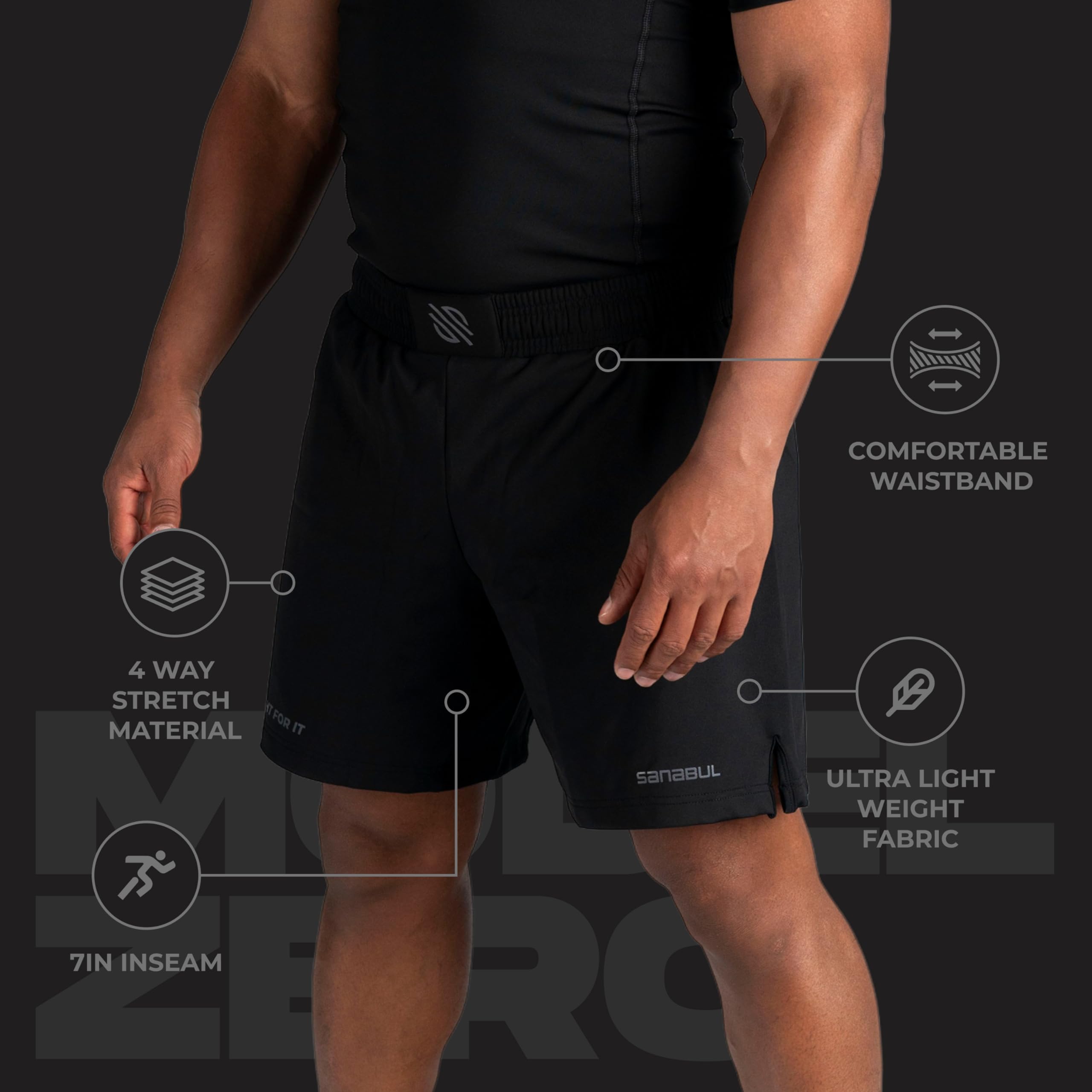 Sanabul Model Zero MMA Shorts for Men - Lightweight & Durable Training Shorts for Boxing, Muay Thai, BJJ, Grappling & Kickboxing | No Gi Jiu Jitsu Shorts | Perfect for Gym, Sparring & Competition