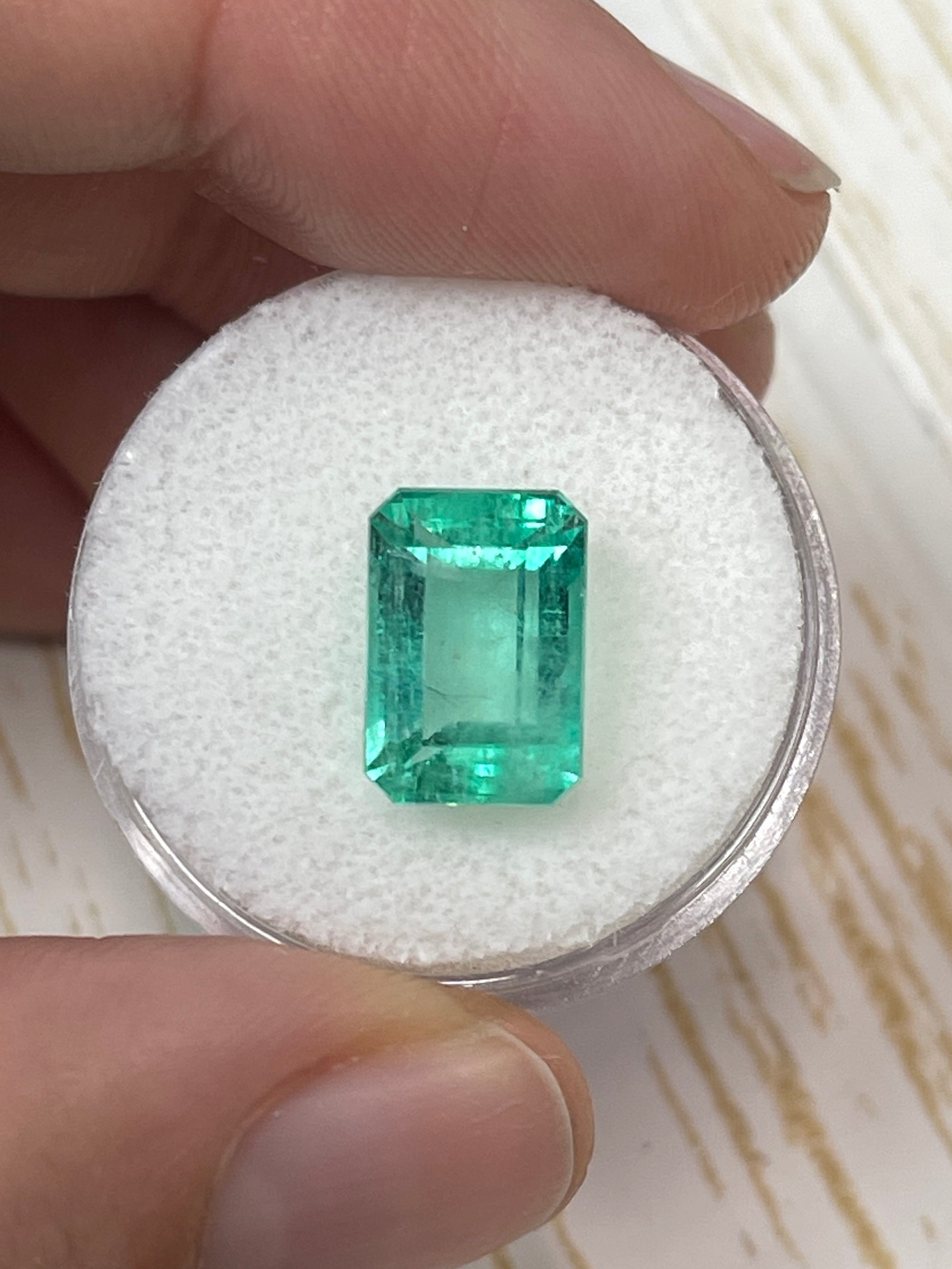 5.55 Carat 12x8mm Pastel Green Natural Loose Colombian Emerald Gemstone - Emerald Cut for Jewelry Making, Engagement Rings & Luxury Gifts