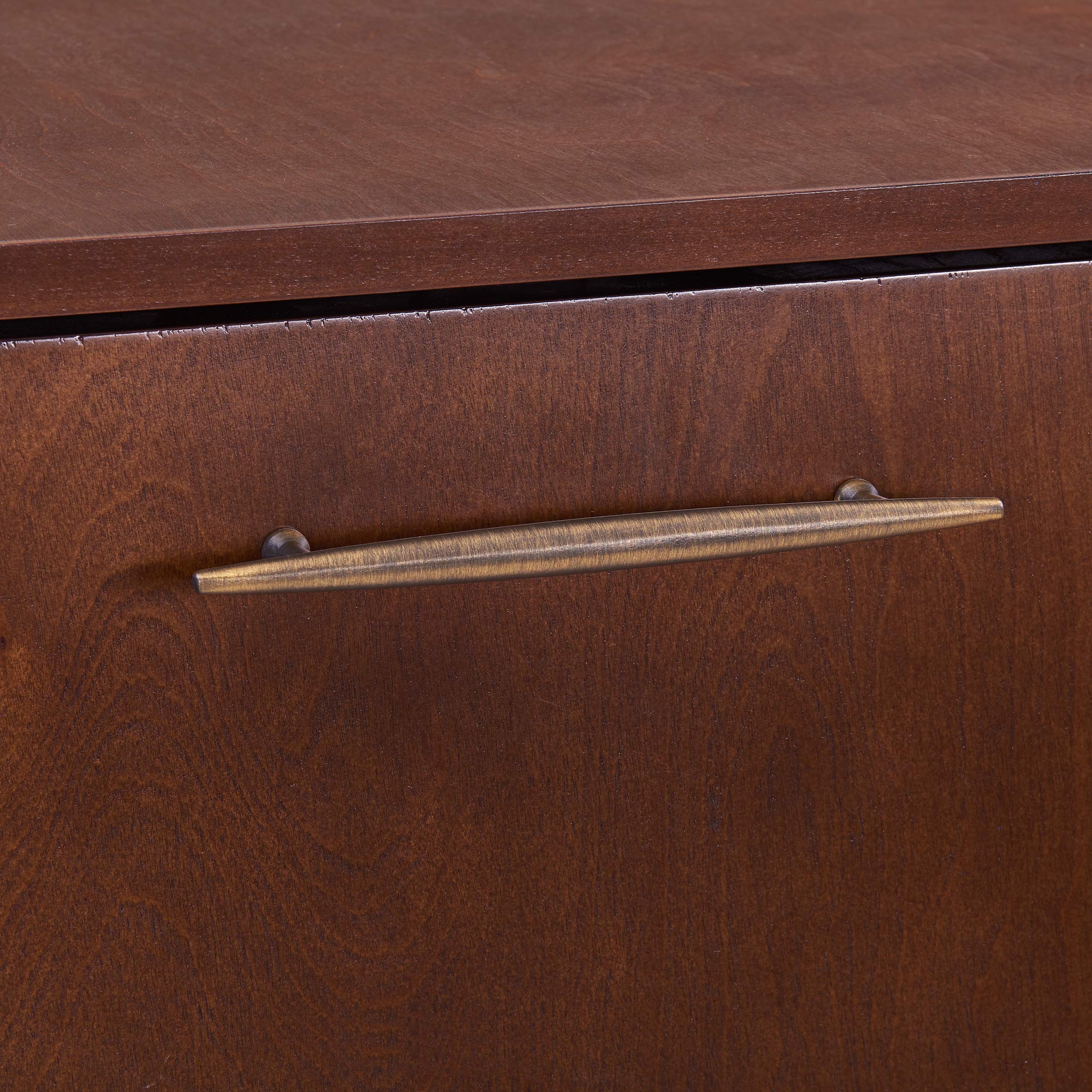 Larson Corner Storage Bar Cabinet - Brown Wooden Cabinet with Shelves & Doors for Living Room, Dining Room, or Home Bar - Space-Saving Furniture for Small Spaces