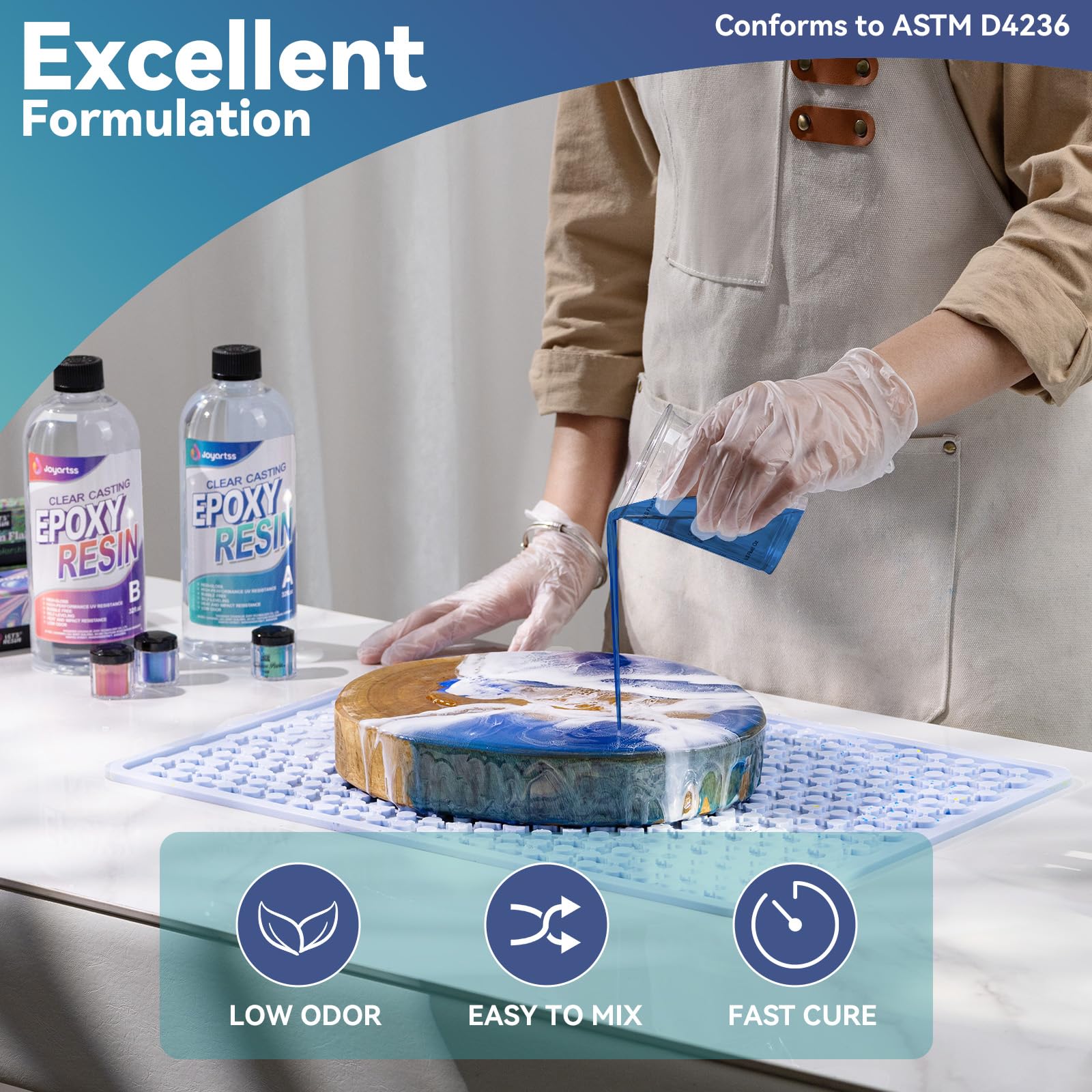 Joyartss 1 Gallon Crystal Clear Epoxy Resin Kit with Pumps - No Yellowing, Bubble-Free, Self-Leveling for Casting, Art Crafts, Molds & Flower Preservation - Easy 1:1 Mix Ratio - Perfect for DIY Jewelry, Countertops & River Tables