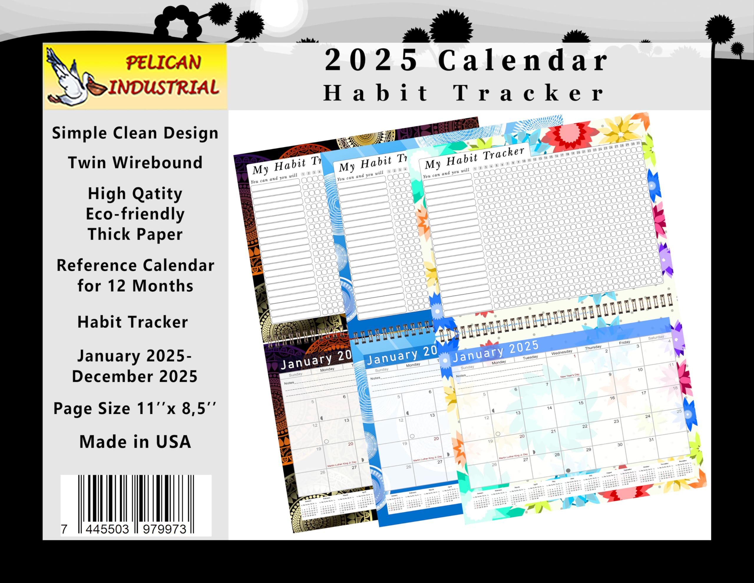 2025 Monthly Desktop & Wall Calendar Planner with Habit Tracker - Daily Weekly Monthly Goal Setting Motivational Journal - Inspirational Edition #015 - Perfect for Office, Home, School & Gift Giving