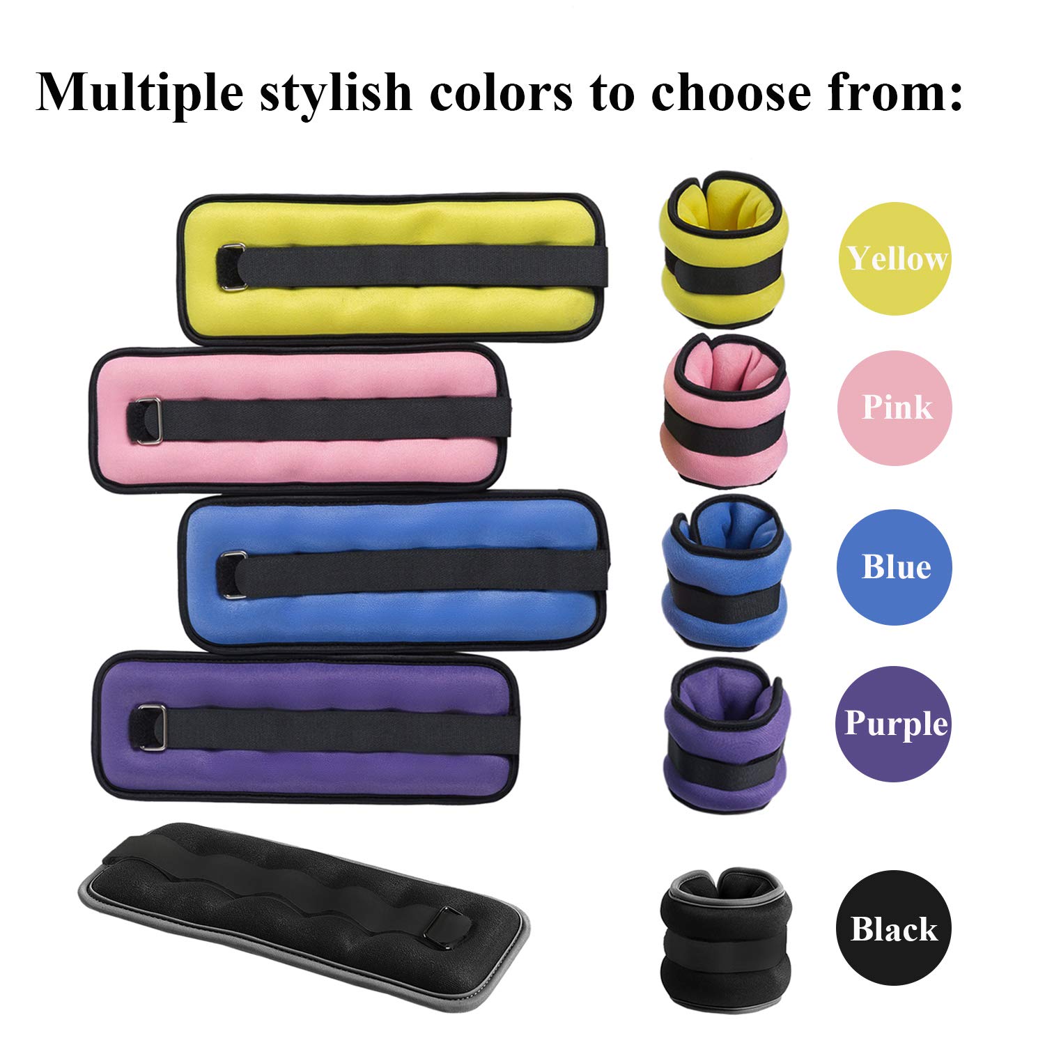 Adjustable Ankle & Wrist Weights for Women & Kids - 1 Pair Lightweight Exercise Weights for Fitness, Gym, Dance, Jogging & Aerobics - Perfect for Home Workouts, Physical Therapy & Weight Training