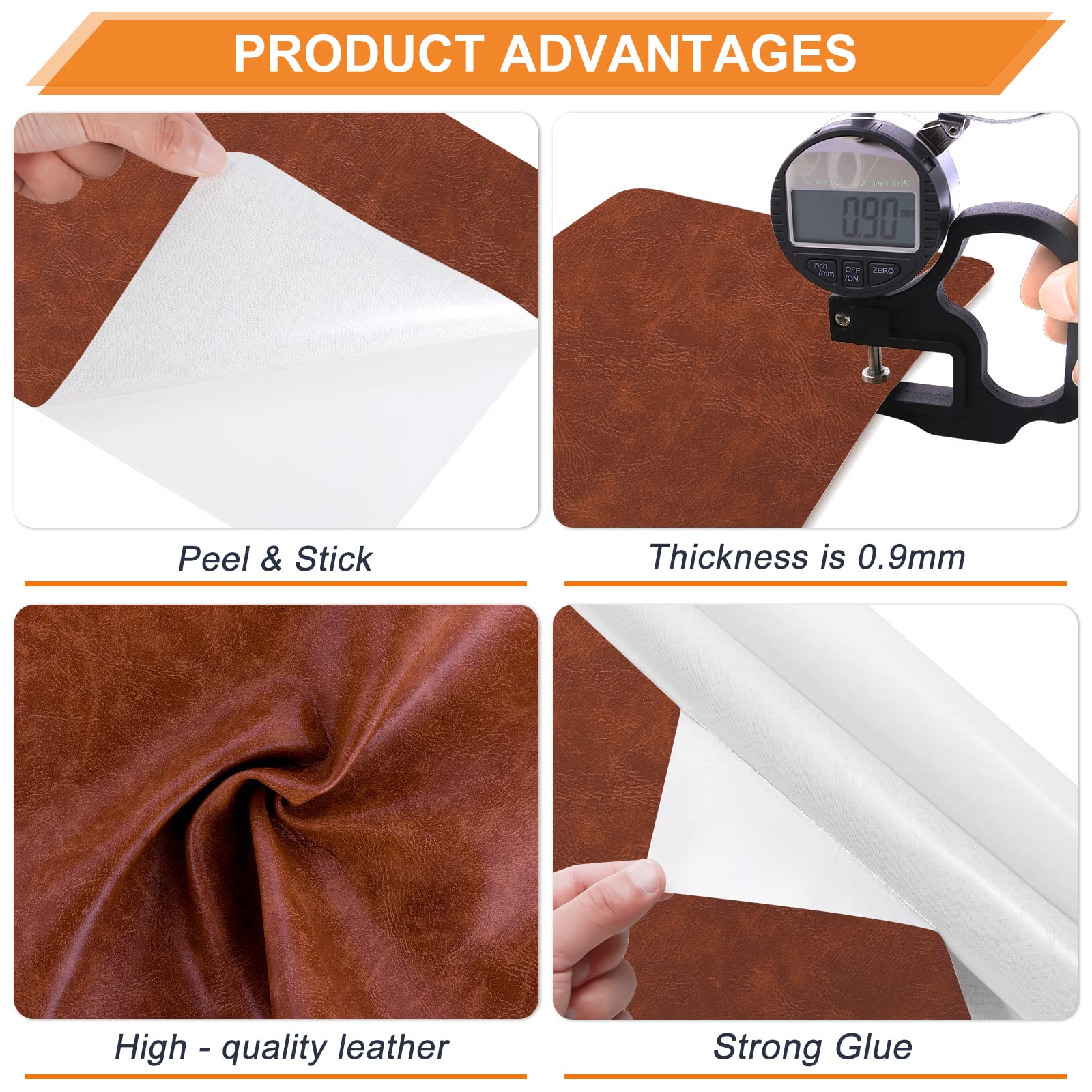 Self-Adhesive Leather Repair Patches 8x11 Inch (2-Pack) - Dark Brown Vinyl Furniture Repair Kit for Couches, Car Seats, Handbags & Jackets - Easy Fix for Scratches & Tears | Perfect for Home, Office & Vehicle Upholstery