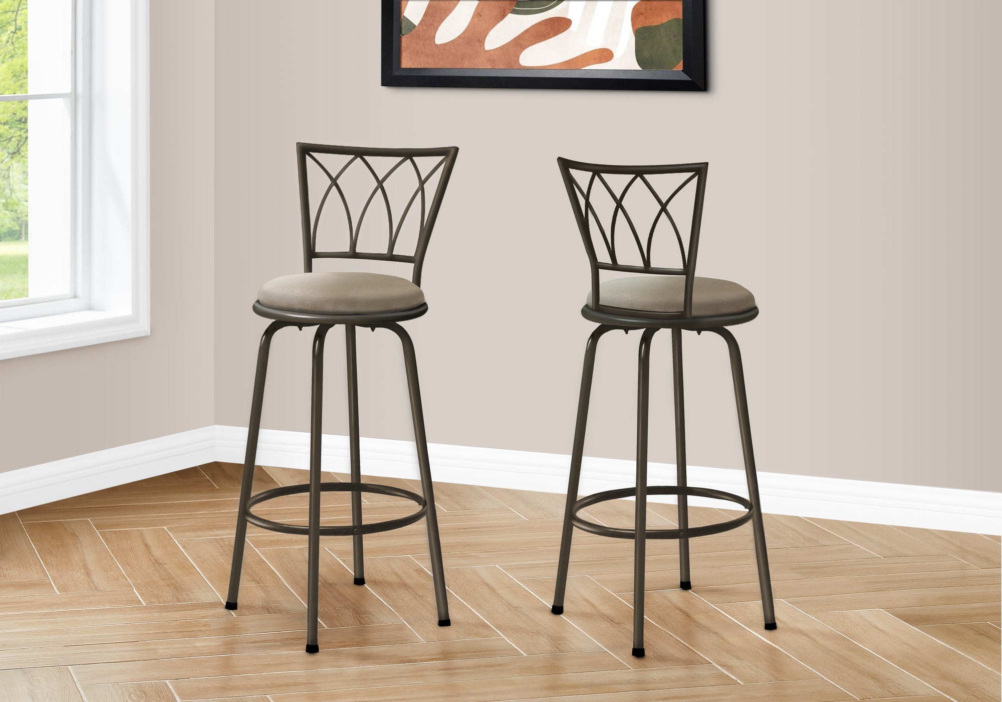 2-Pack Dark Coffee Metal Swivel Bar Stools 43