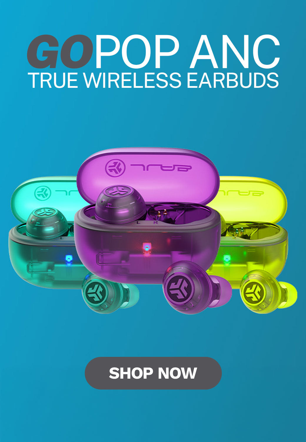 Go Pop ANC Transparent Wireless Earbuds - Bluetooth 5.0, Active Noise Cancelling, Clear Sound for Gym, Work & Travel