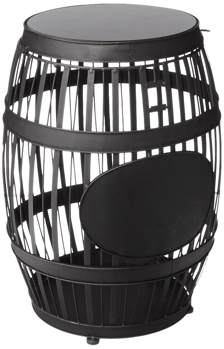 Wine Enthusiast Barrel Cork Catcher Side Table - Rustic Metal & Wood Accent Table for Storing 500 Wine Corks - Perfect for Wine Cellars, Tasting Rooms & Home Bars