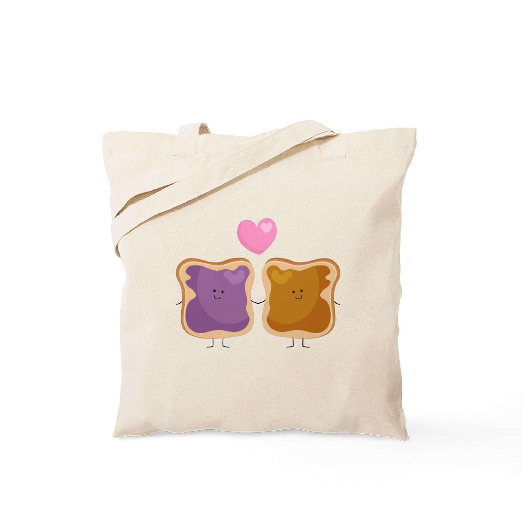 Peanut Butter Loves Jelly Canvas Tote Bag - Eco-Friendly Reusable Grocery Shopping Bag for Women | Perfect for Grocery Store, Beach, Work & Daily Use