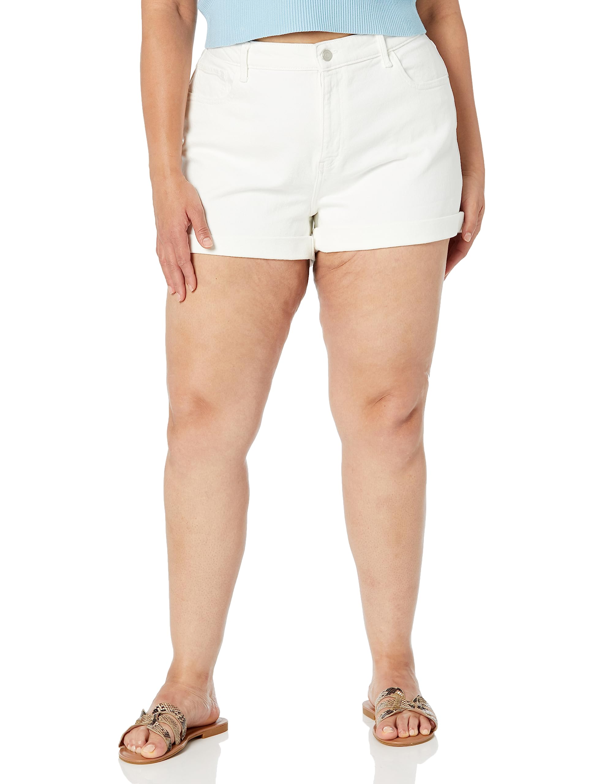 The Drop Women's Dev Clean Denim Shorts - High Waisted Distressed Denim Cutoffs for Summer | Perfect for Casual Outings, Beach Trips & Music Festivals