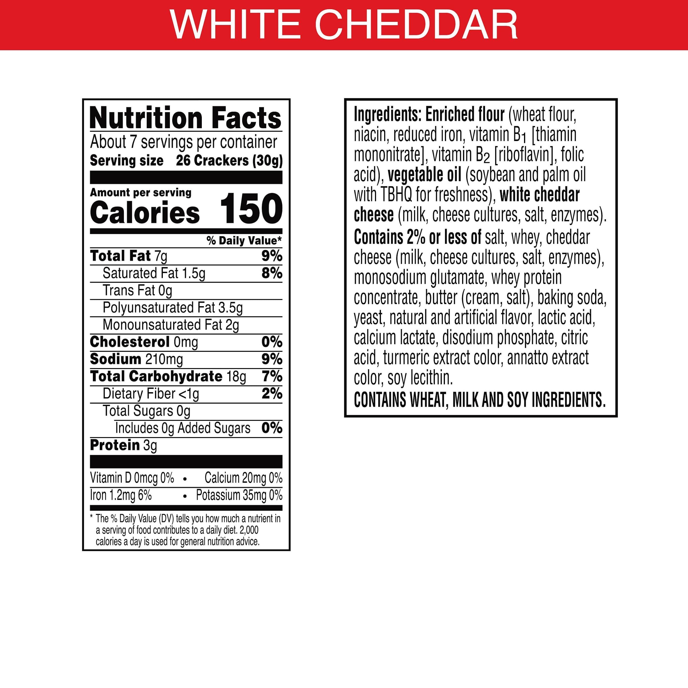 Cheez-It White Cheddar Baked Cheese Crackers - 7oz Box | Crunchy Snacks for Office, School & Kids Lunch | Perfect for Parties, Road Trips & Movie Nights