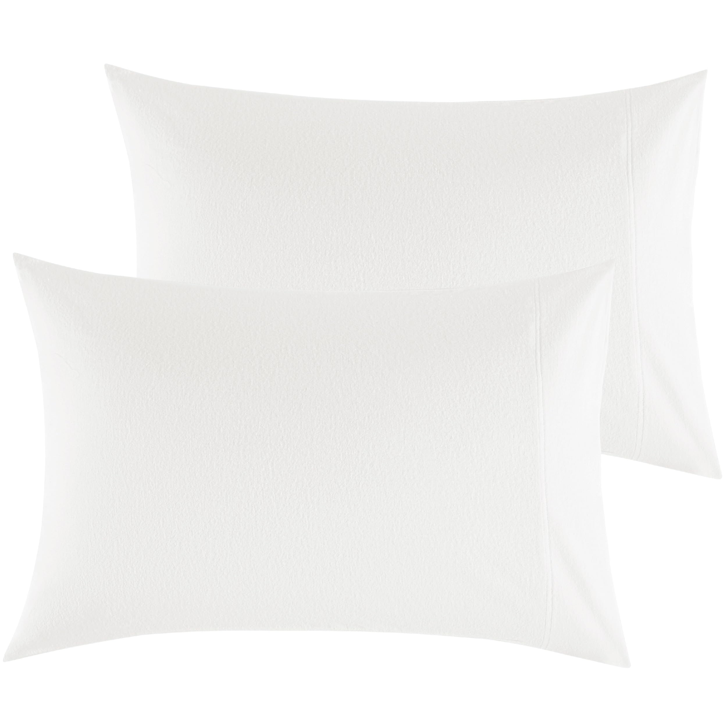 Bedsure Flannel Pillowcases Set of 2 - Queen Size 20x30 Inches, 100% Cotton Soft & Cozy Brushed Pillow Covers with Envelope Closure, Pure White Bedding Set - Perfect for Winter Nights, Guest Rooms & Cozy Home Decor