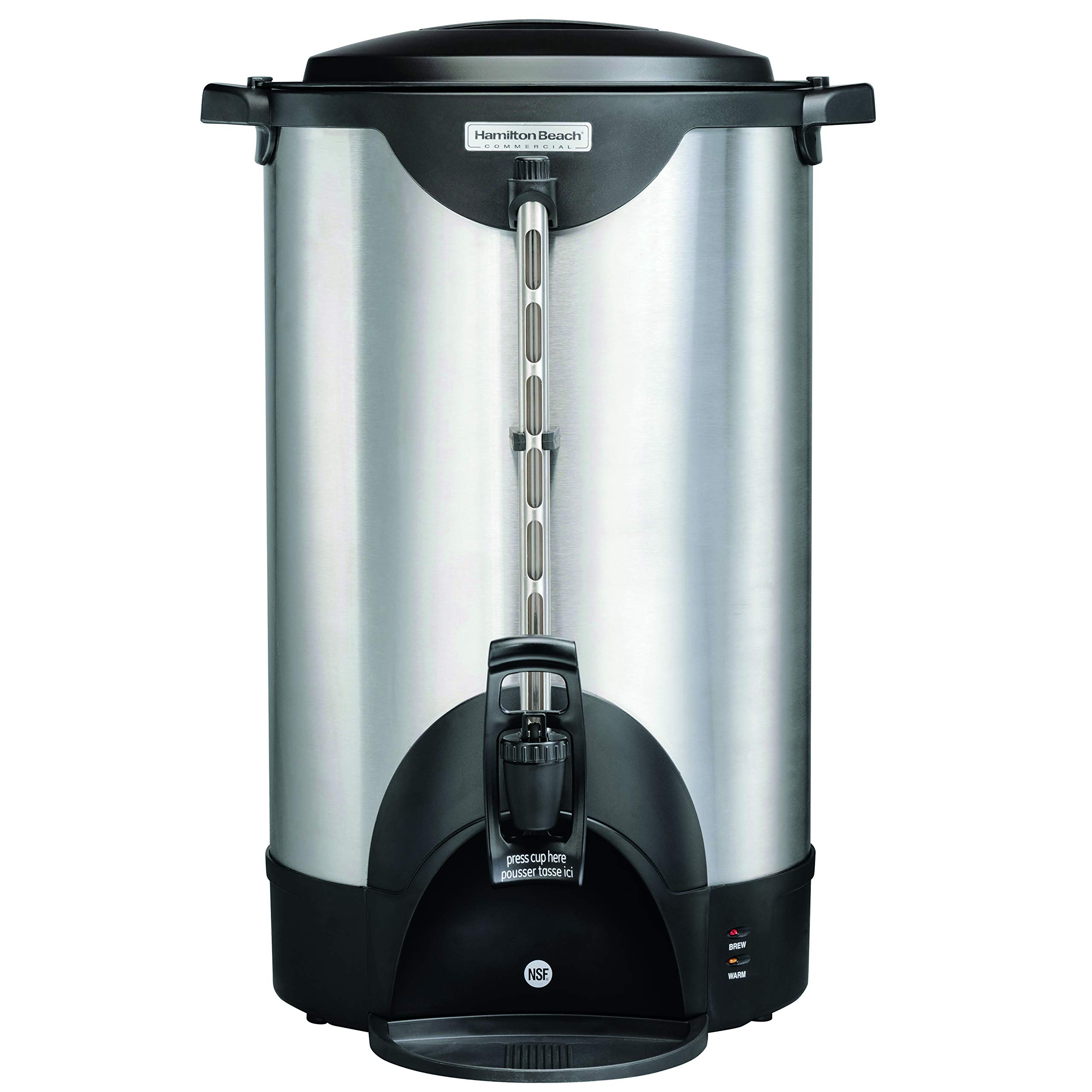 Hamilton Beach HCU100S Commercial 100-Cup Stainless Steel Coffee Urn - Double Wall Insulation, 120V Electric Coffee Maker - Perfect for Large Gatherings, Offices & Catering Events
