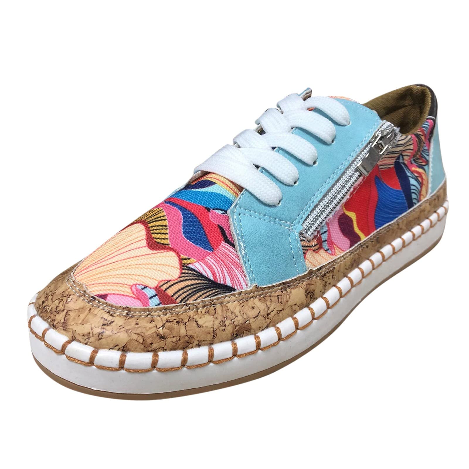 FAMOORE Women's Foldable Flats - Breathable Running Shoes for Spring & Summer | Lightweight Sports & Casual Shoes for Travel, Workout & Daily Wear