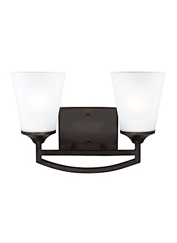 Sea Gull Generation Lighting 2-Light Hanford Transitional Wall Sconce in Bronze (4424502-710) - Bathroom Vanity Light Fixture for Home Decor, Perfect for Bathroom, Bedroom & Hallway Lighting