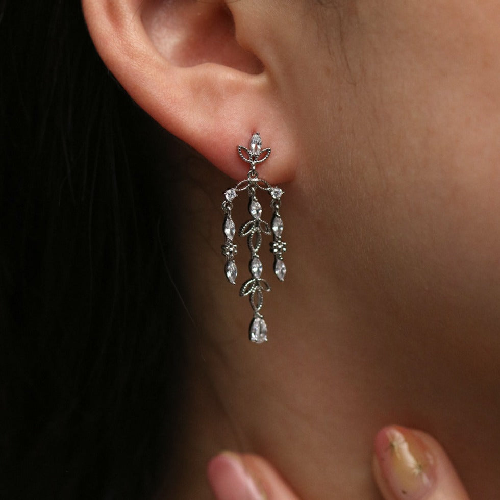 Elegant Laurel Dangle Earrings for Women - Gold Chandelier Drop Earrings for Party, Wedding & Evening Wear