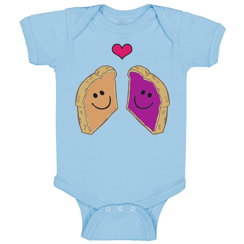 Peanut Butter & Jelly Toast Baby Bodysuit - 100% Cotton Cute Infant Onesie for Boys & Girls | Perfect for Family Photos, Playdates & First Birthday Outfits