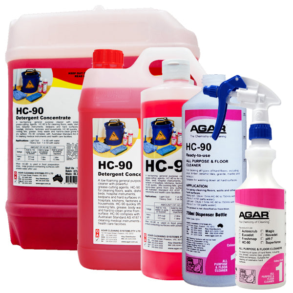 Agar HC 90 Low Foaming Mopping Detergent - Professional Floor Cleaner for Hardwood, Tile & Vinyl - Ideal for Homes, Offices & Commercial Spaces