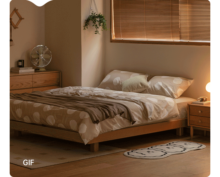 Solid Cherry Wood Platform Bed Frame - No Headboard, Minimalist Design - Perfect for Modern Bedrooms, Guest Rooms & Small Spaces