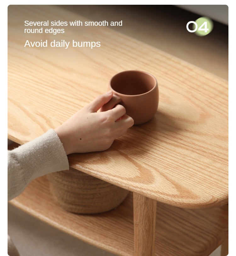 Minimalist Ultra Narrow Coffee Table - Solid Oak & Cherry Wood - Perfect for Small Spaces, Apartments, and Modern Living Rooms
