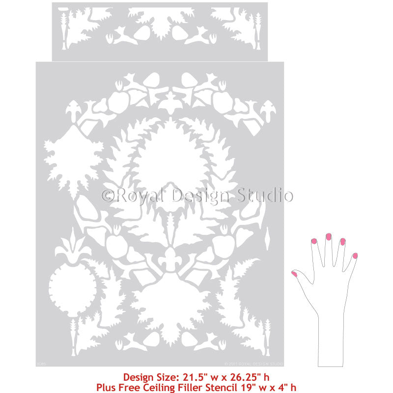 Handmade Silk Road Suzani Wall Stencil - Traditional Floral Pattern for DIY Home Decor, Wall Painting & Boho Interior Design