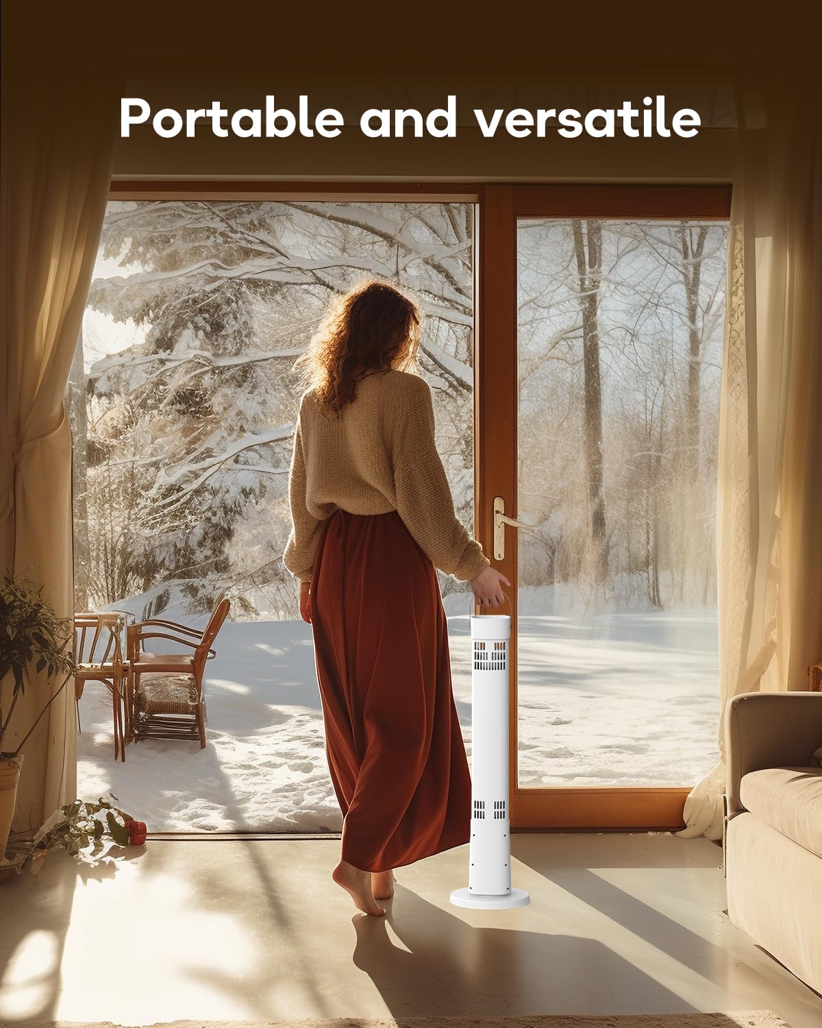 Outdoor Patio Heater & Indoor Electric Space Heater - Portable Infrared Heater with Timer & 60° Oscillation - Perfect for Backyard, Deck, Garage, and Home Heating