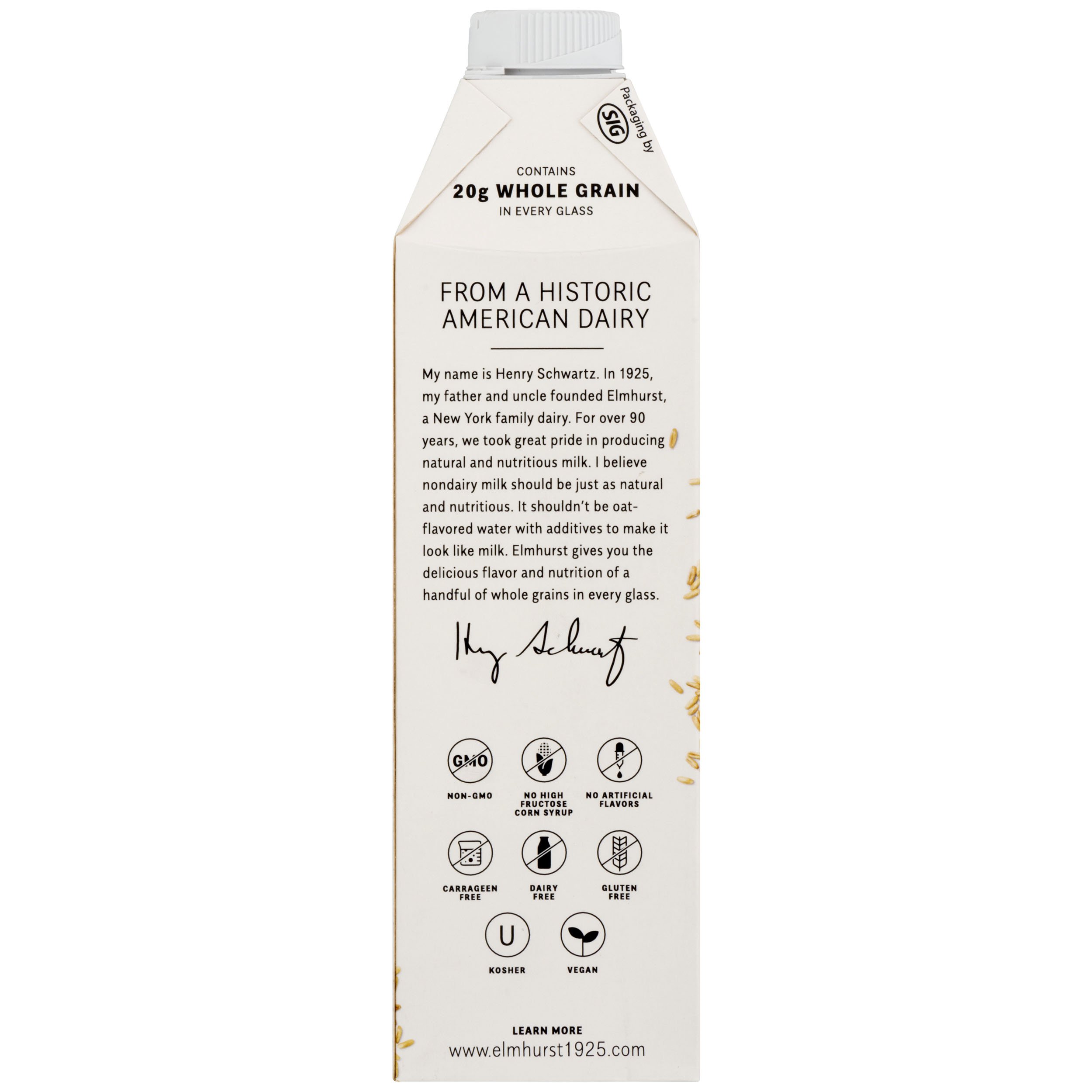 ELMHURST Milked Oats - 32 Fl Oz (Pack of 1) | Dairy-Free Oat Milk for Coffee, Cereal & Smoothies | Vegan, Gluten-Free Plant-Based Milk Alternative