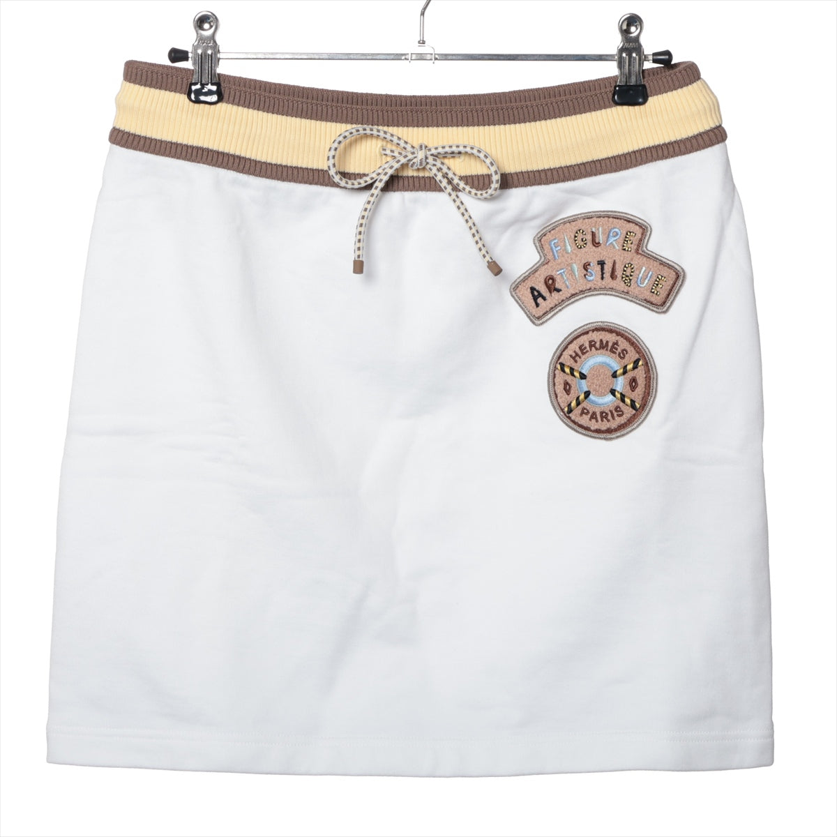 Vintage Hermès Artistic Figure Skirt - Elegant White Pleated Midi Skirt for Women | Perfect for Casual Wear, Office Outfits & Special Occasions
