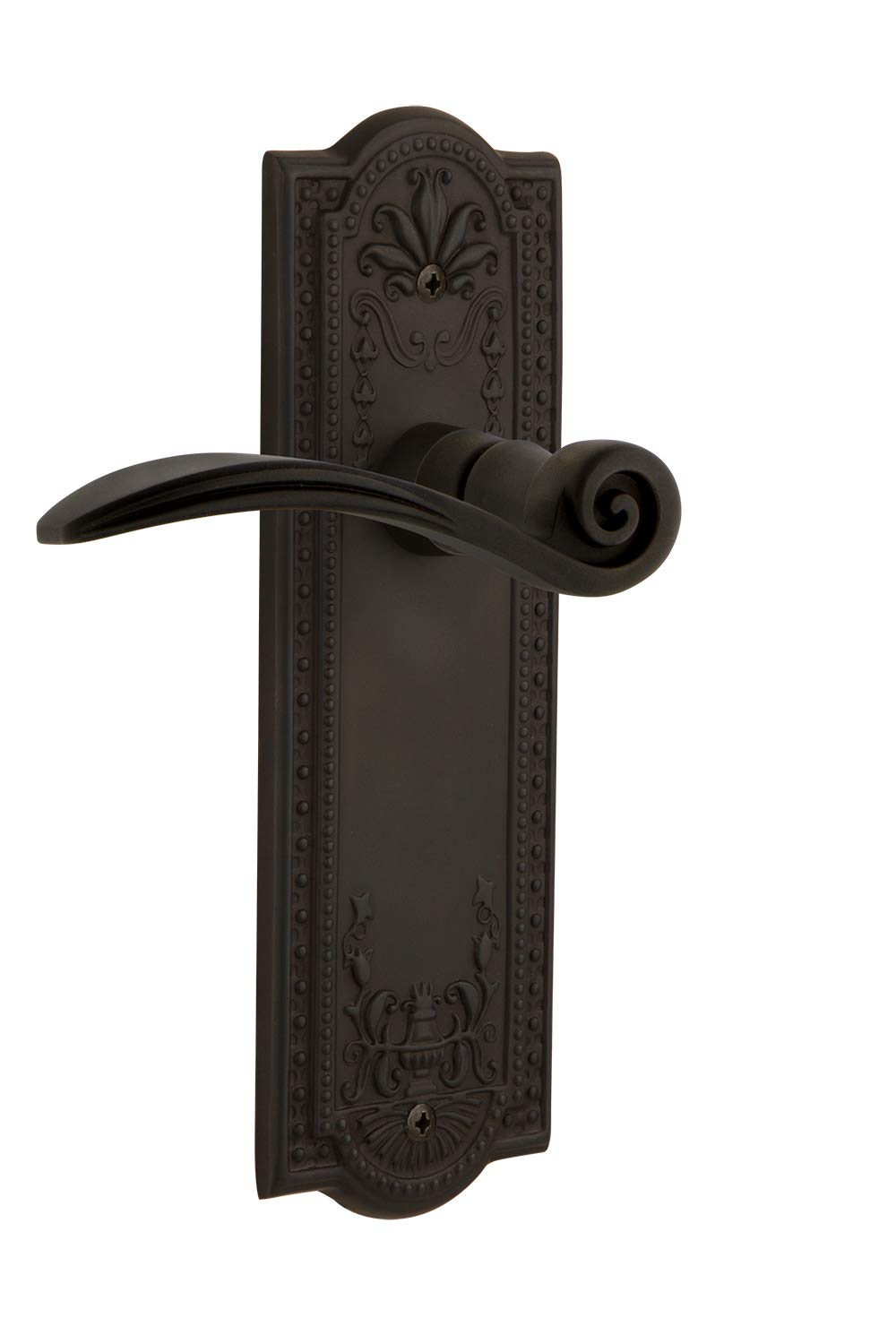 Nostalgic Warehouse Meadows Plate Passage Swan Lever Door Handle in Oil-Rubbed Bronze - Vintage Style for Bedroom, Bathroom & Interior Doors