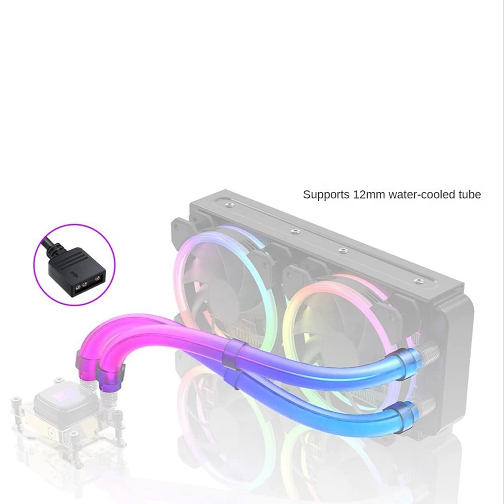 XIDIT 2-Piece LED Tube Sleeve for CPU Liquid Cooler - 5V 3-Pin ARGB Motherboard Sync, Soft Tube AIO Lighting Kit - White PC Case Mod for Gaming Rigs & Custom Builds (Perfect for RGB Enthusiasts & Streamer Setups)