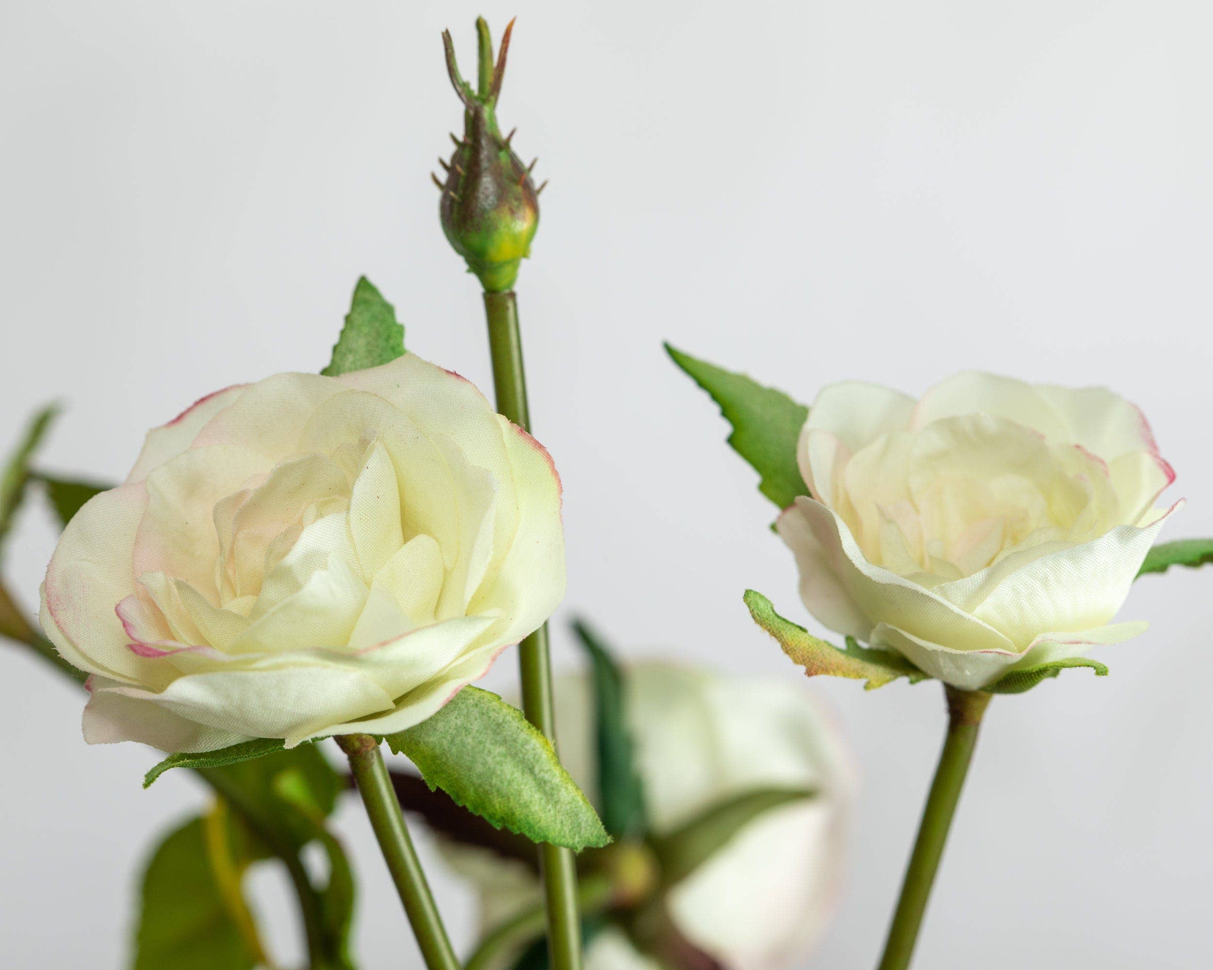 Artificial White Floribunda Rose Spray 19